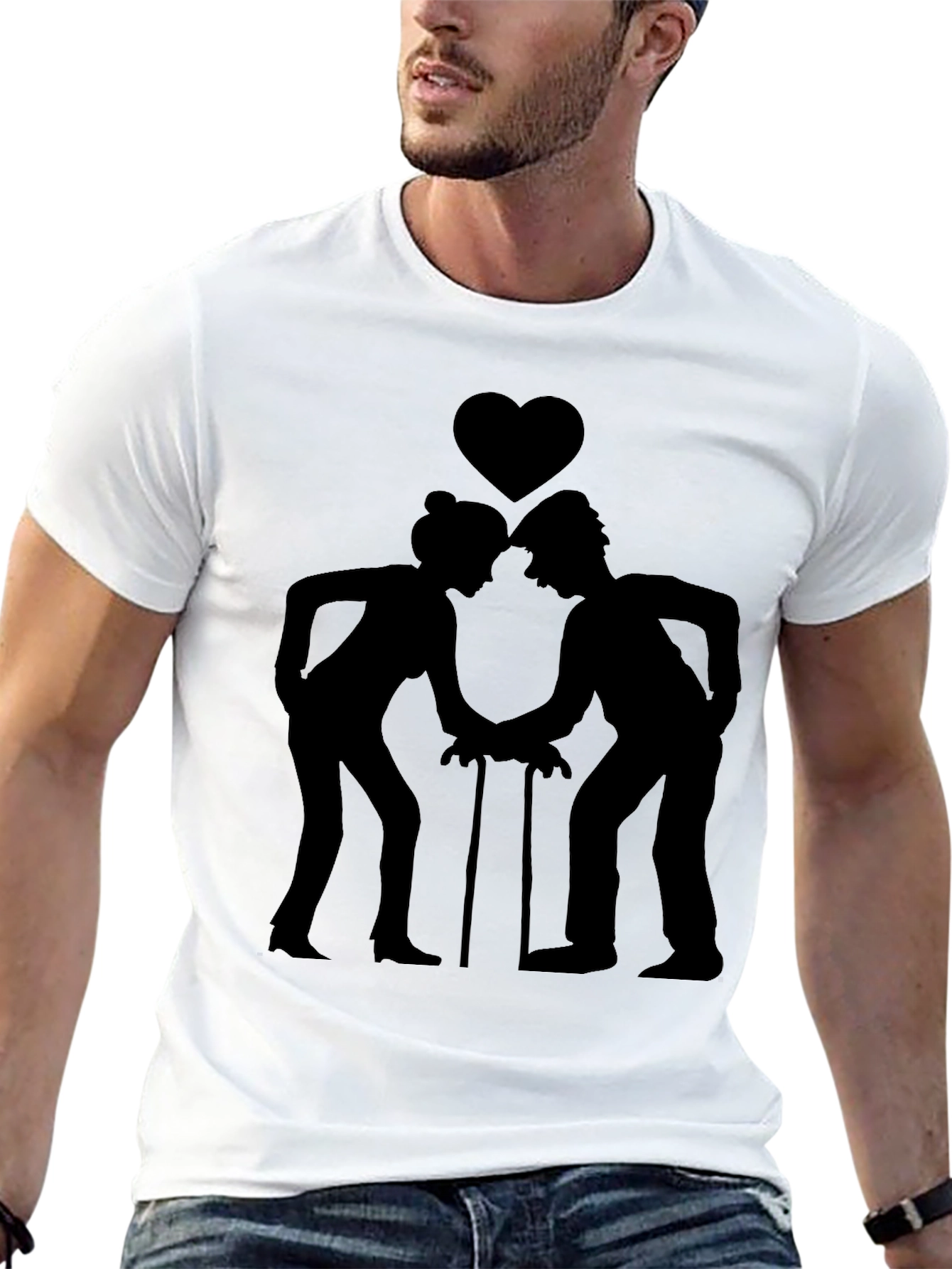 Silhouette Couple Heart T-Shirt - Unique Design