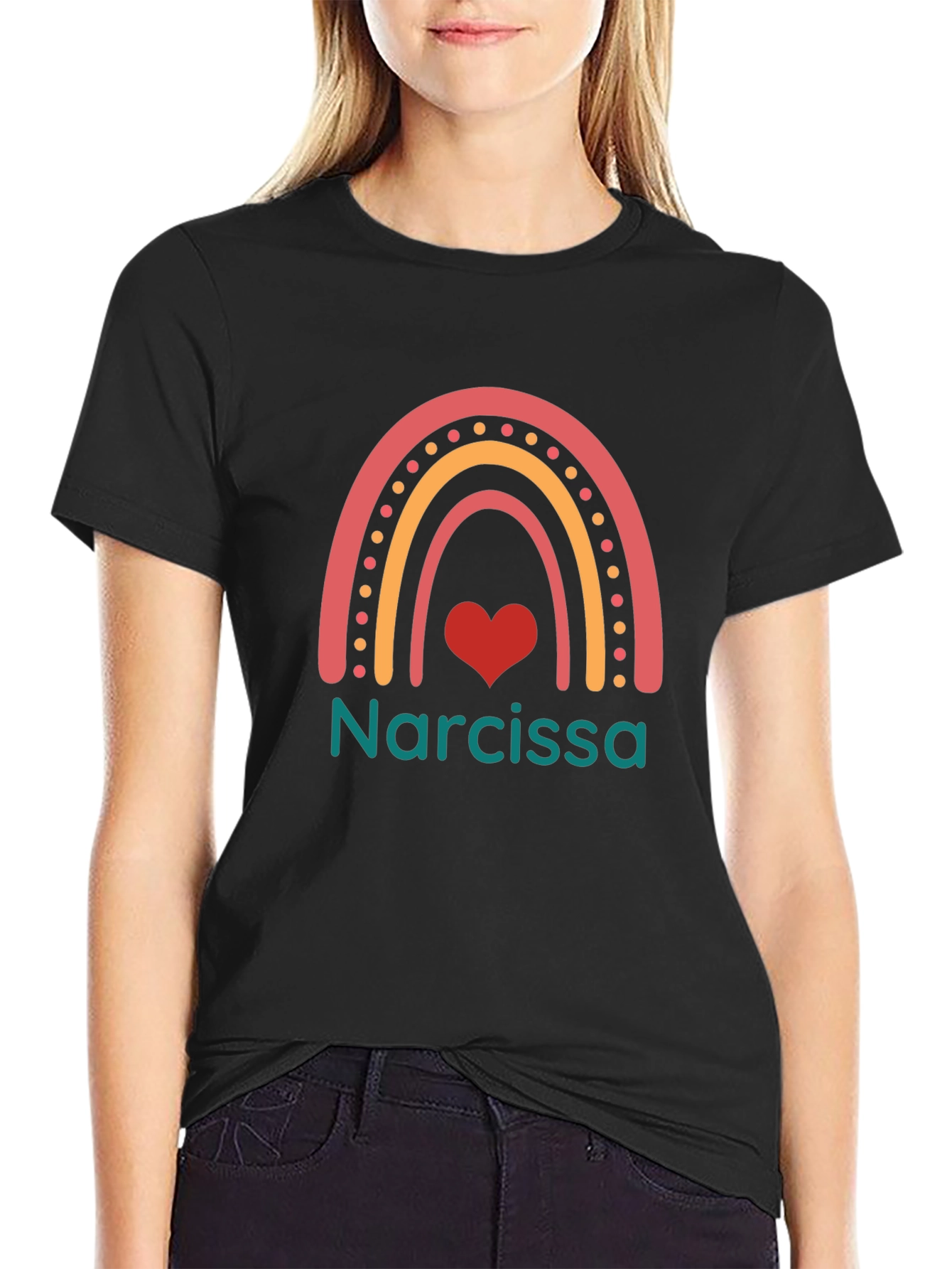 Narcissa Rainbow Heart T-Shirt - Personalized Gift