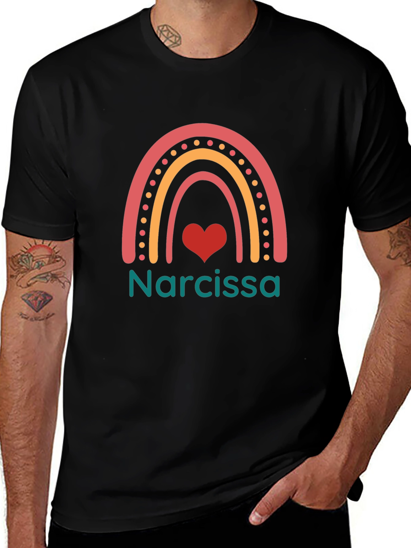 Narcissa Rainbow Heart T-Shirt - Personalized Gift