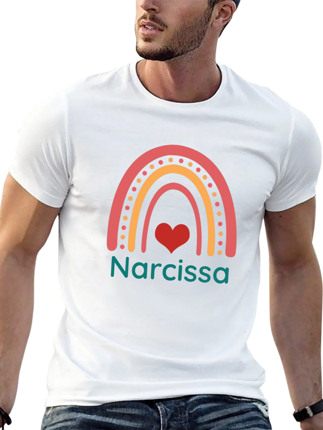 Narcissa Rainbow Heart T-Shirt - Personalized Gift