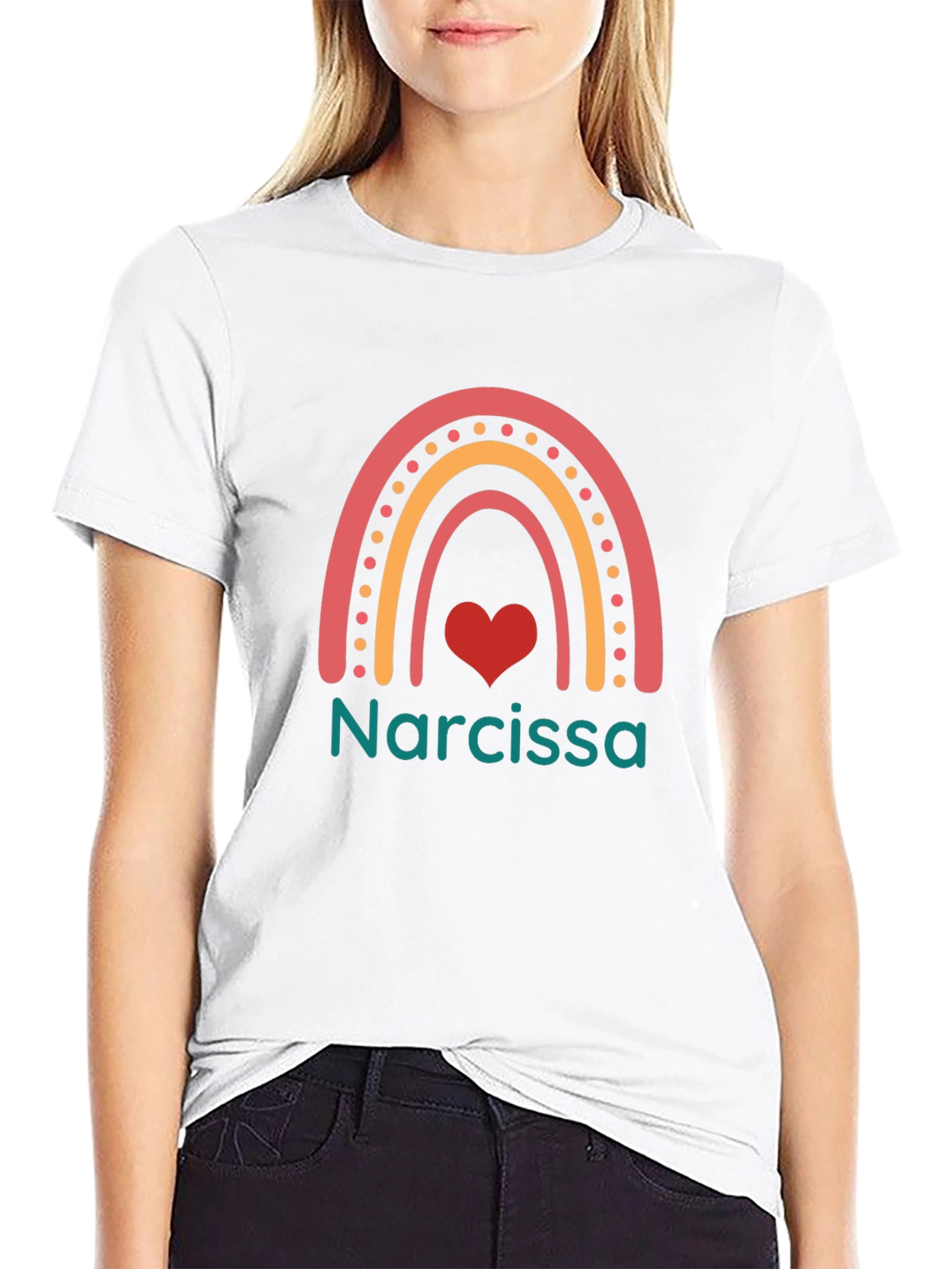 Narcissa Rainbow Heart T-Shirt - Personalized Gift