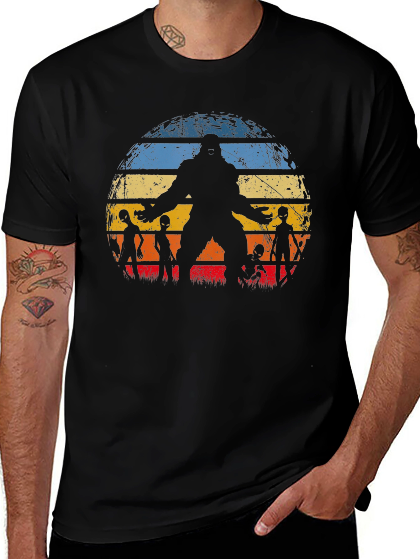 Bigfoot & Alien Sunset Graphic Tee