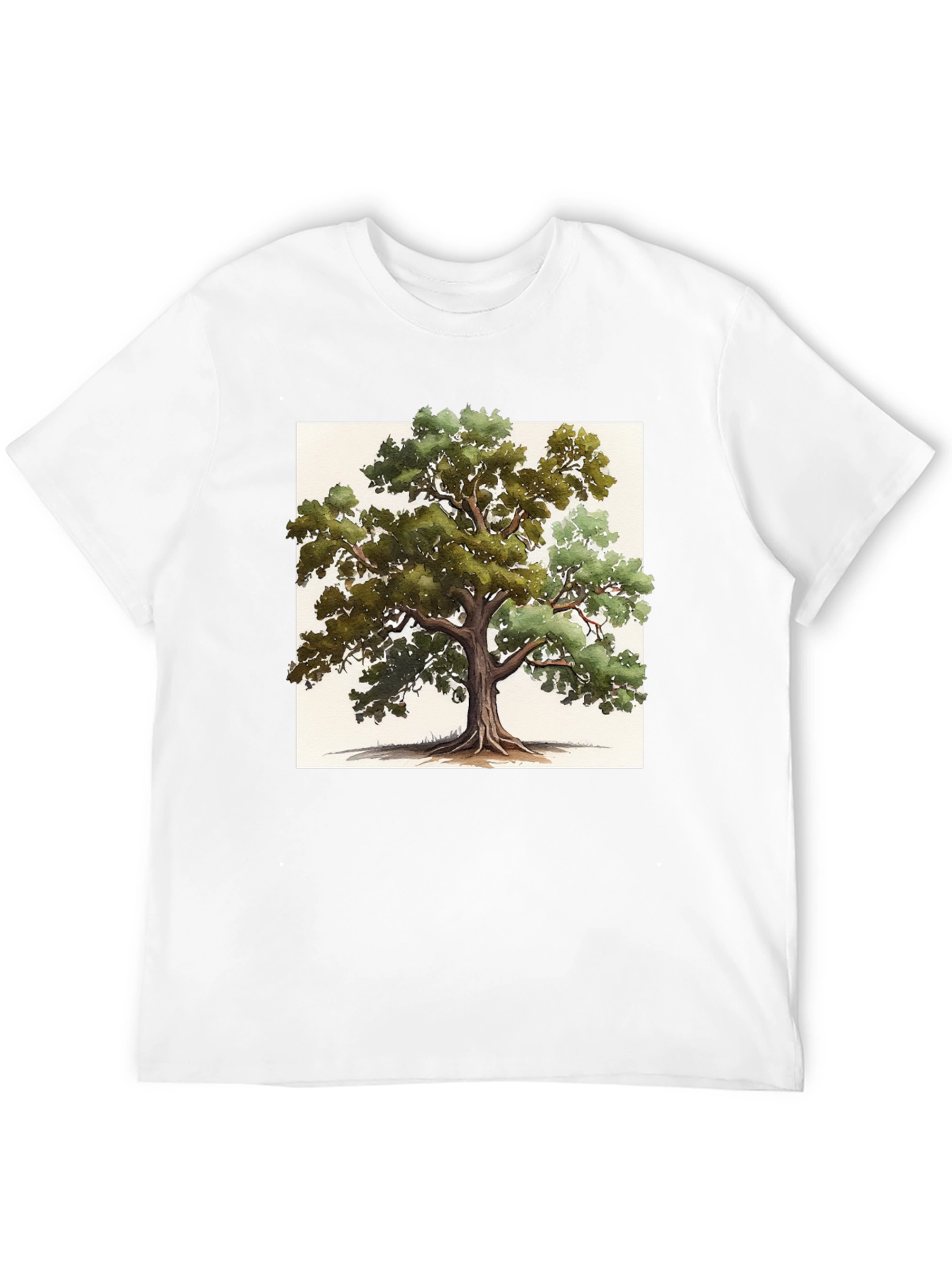 Nature-Inspired Tree Graphic Tee - Soft Black Cotton