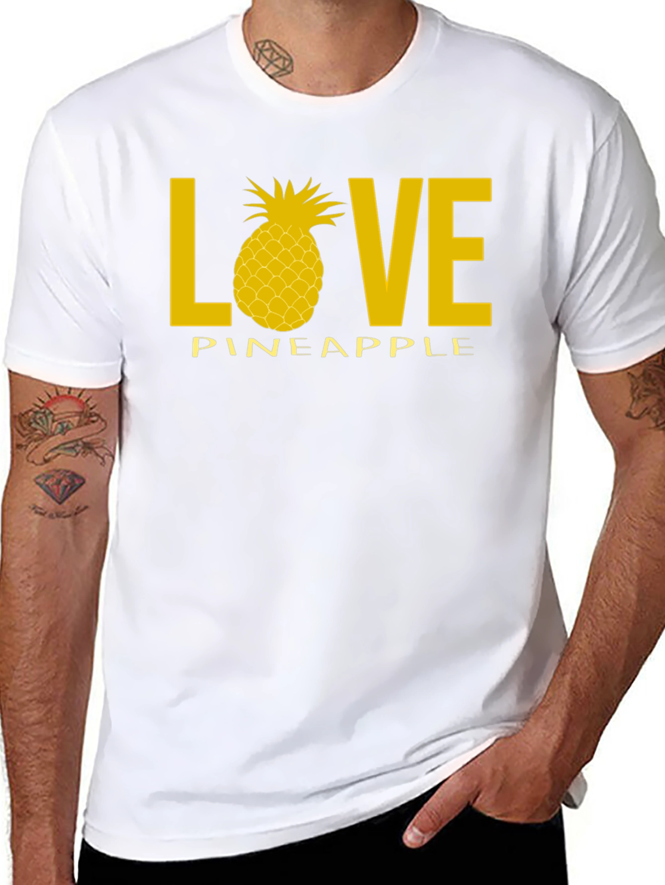 Love Pineapple Black Graphic T-Shirt
