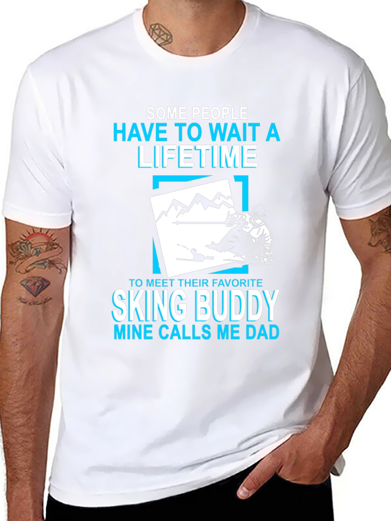 Skiing Buddy Dad T-Shirt -  Fathers Day Gift