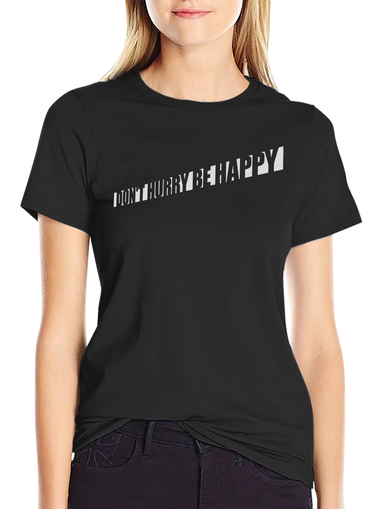 Dont Hurry Be Happy Graphic Tee - Black