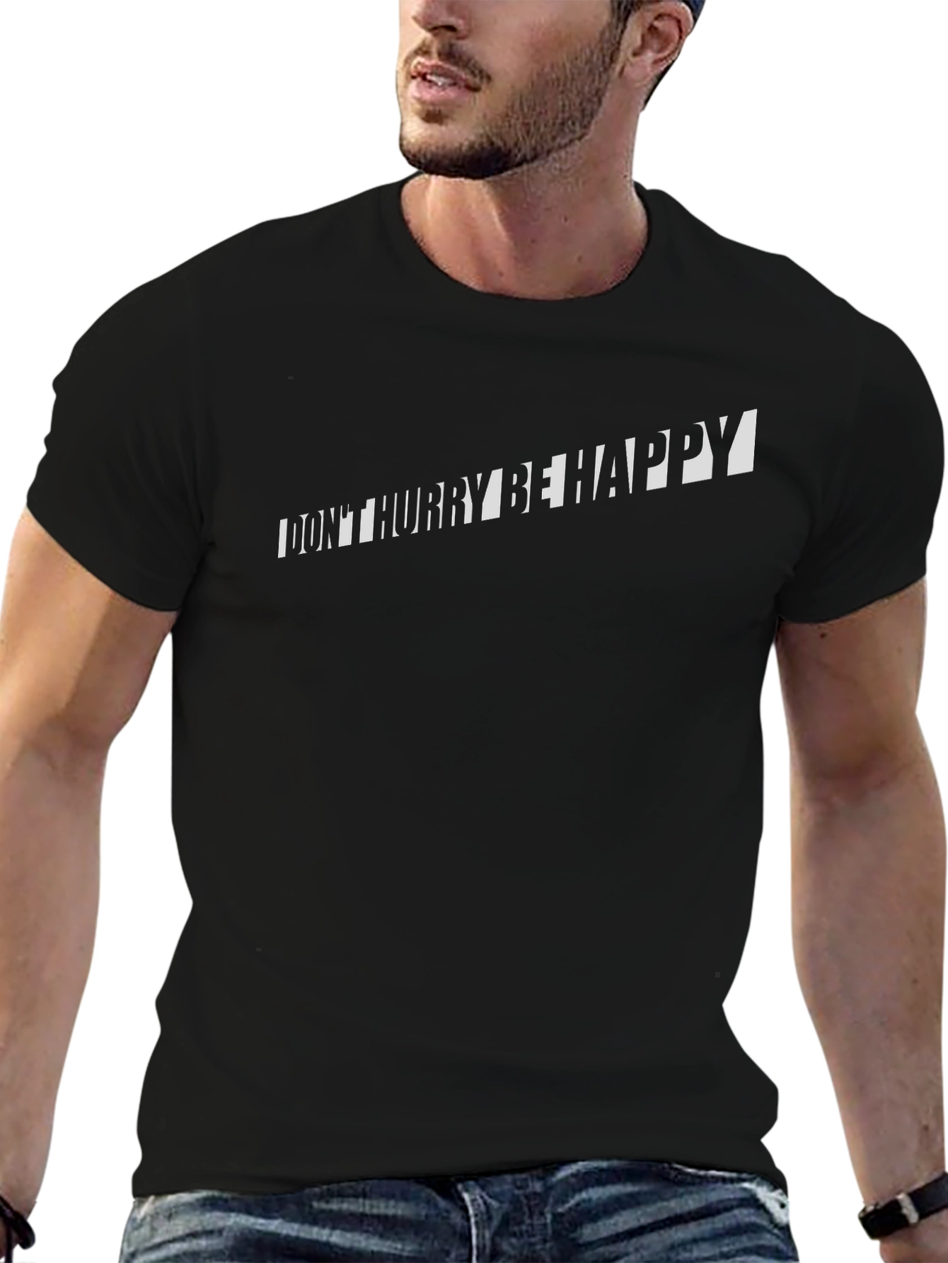 Dont Hurry Be Happy Graphic Tee - Black