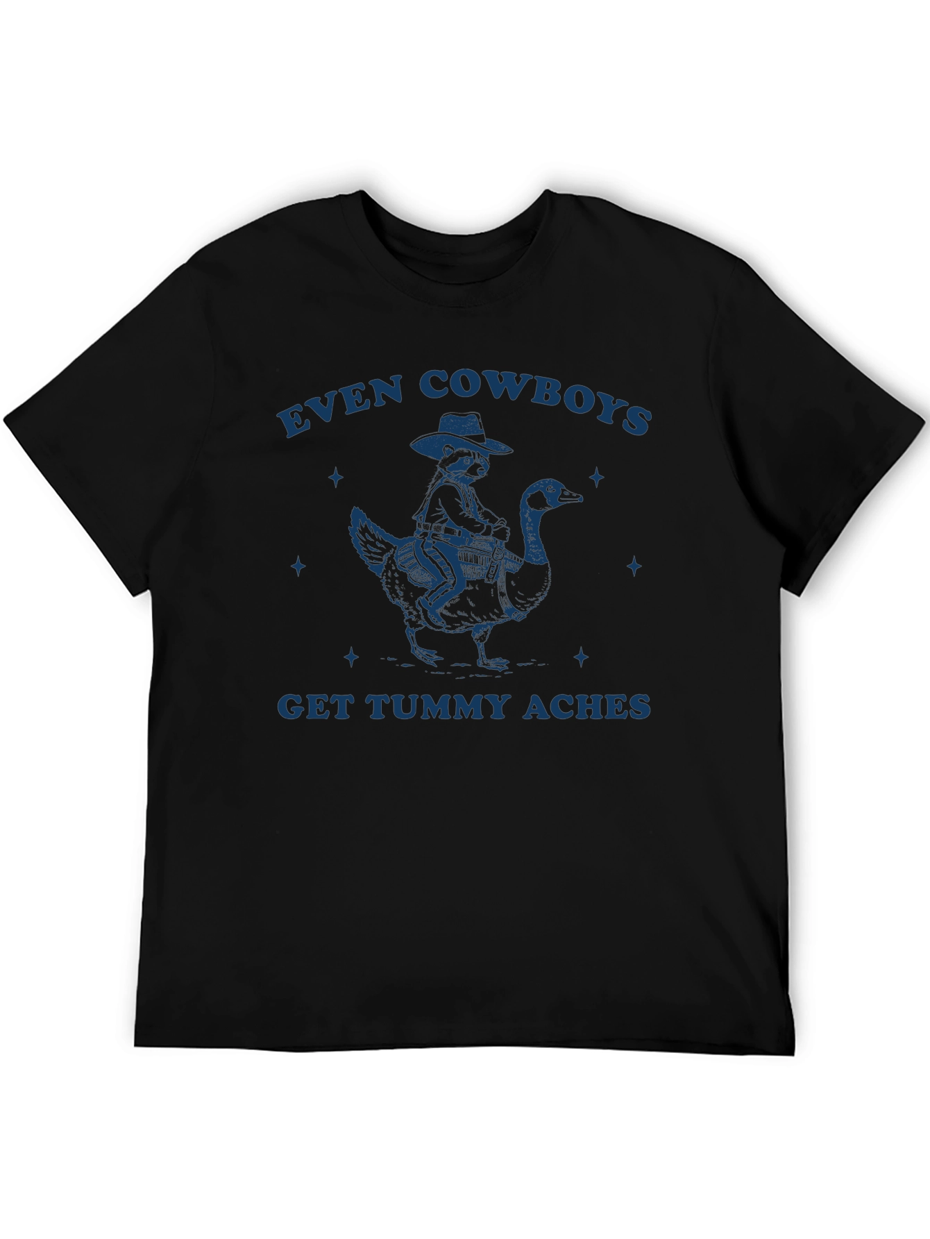 Even Cowboys Tummy Aches Black Graphic Tee