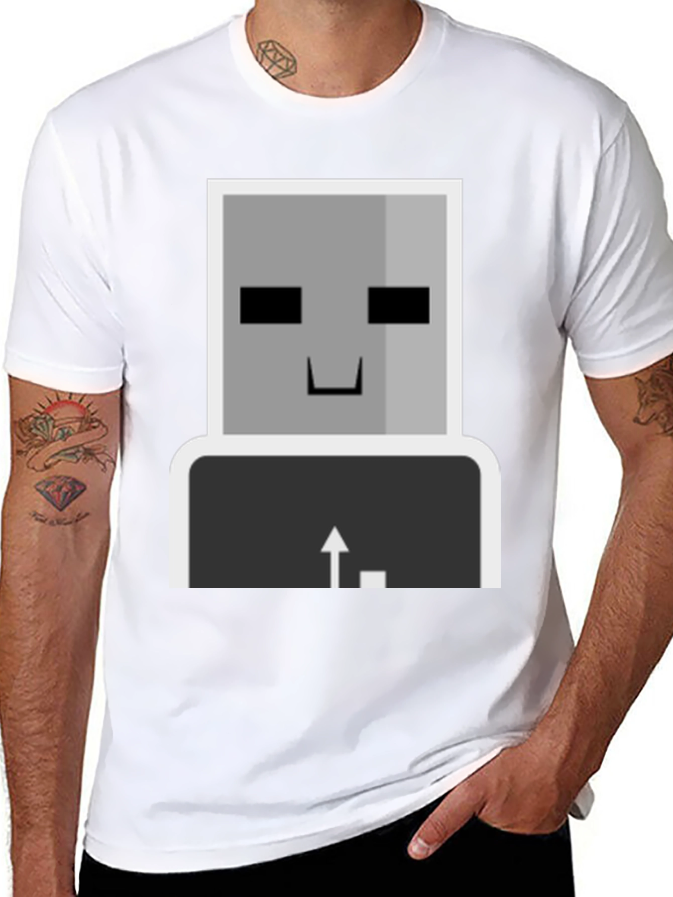 Geeky Robot T-Shirt - Keyboard Enter Design