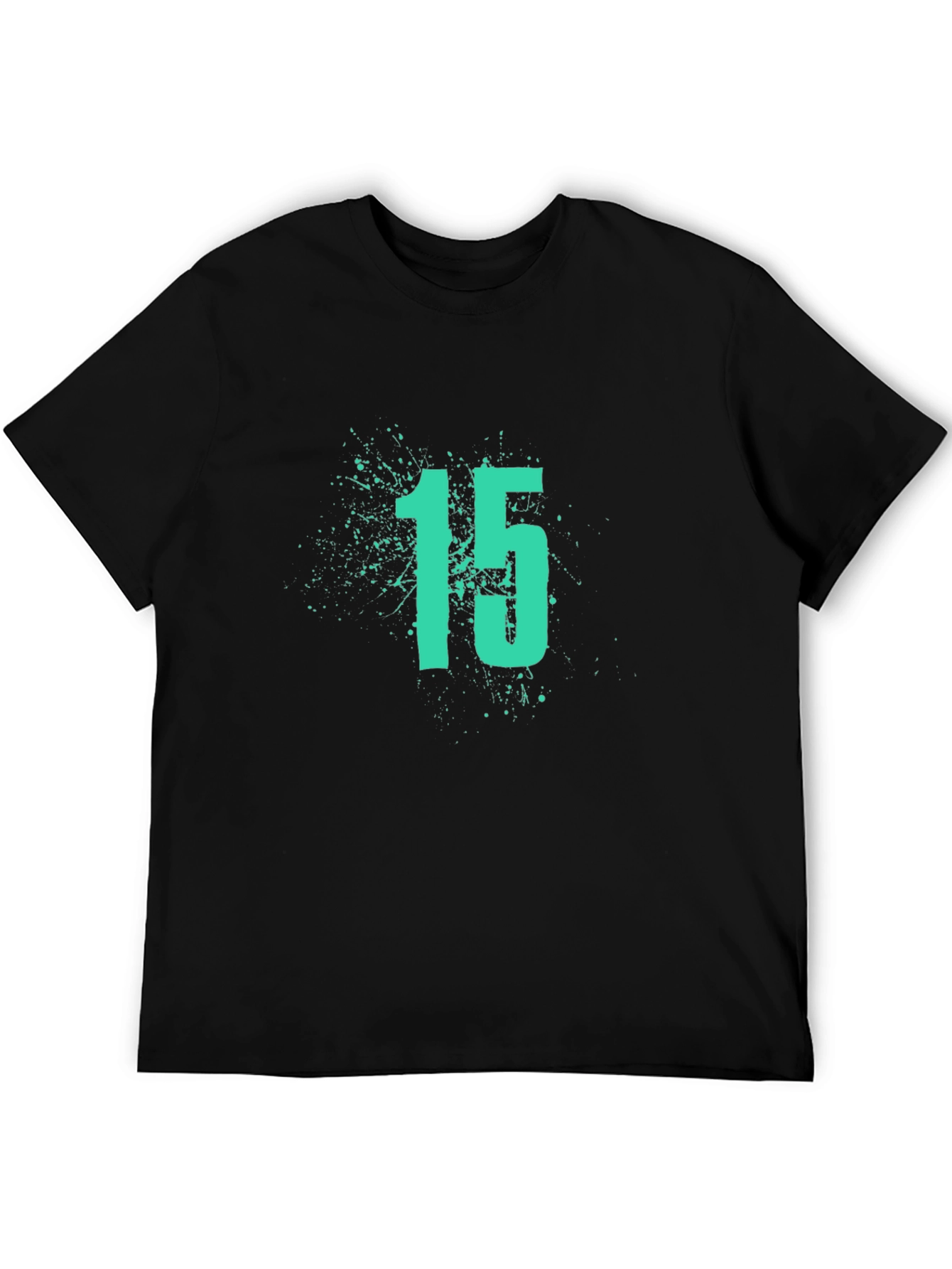 Mens Black T-Shirt with Number 15 Graphic