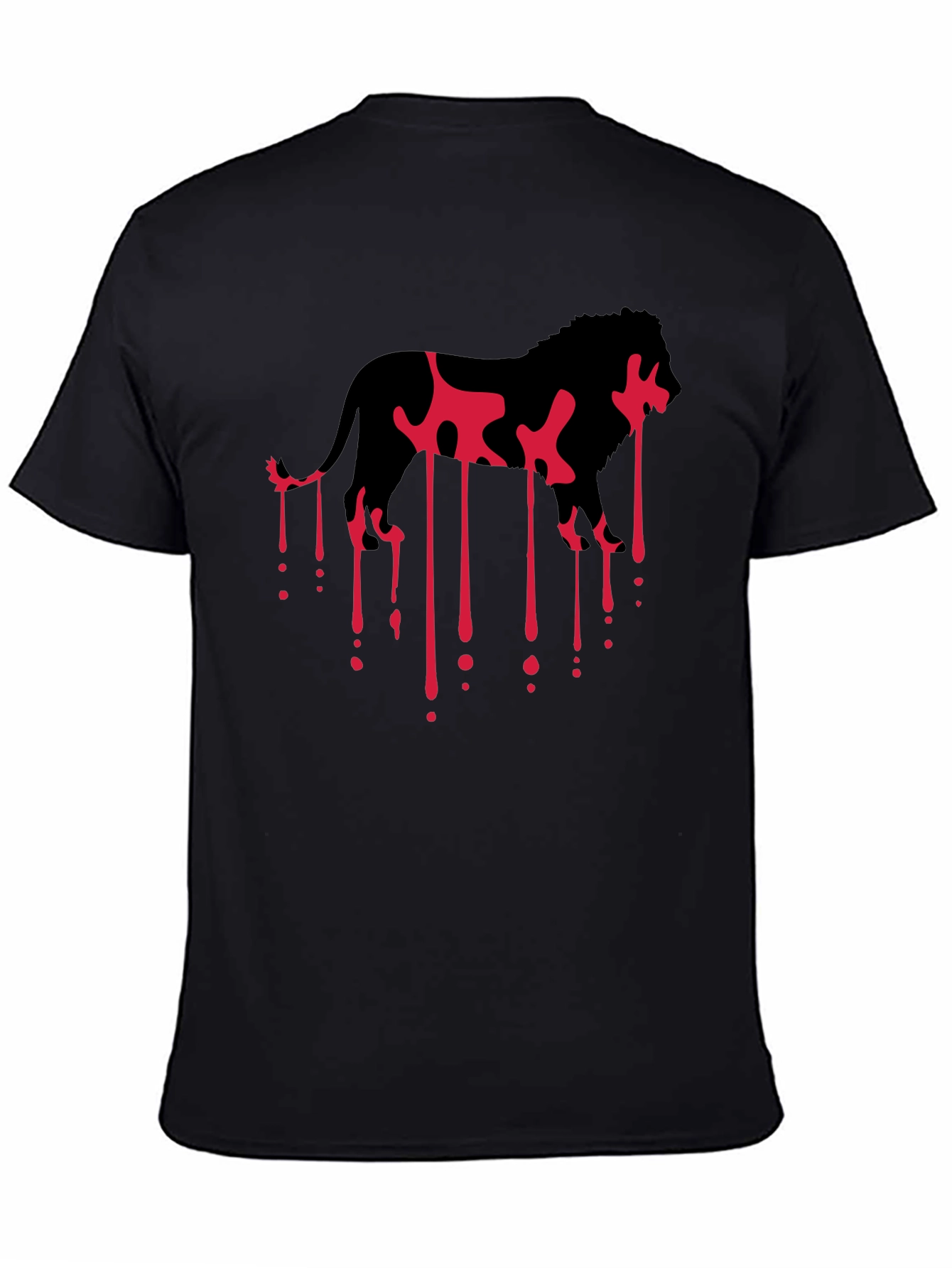 Lion Drip Graphic Tee - Edgy Black T-Shirt