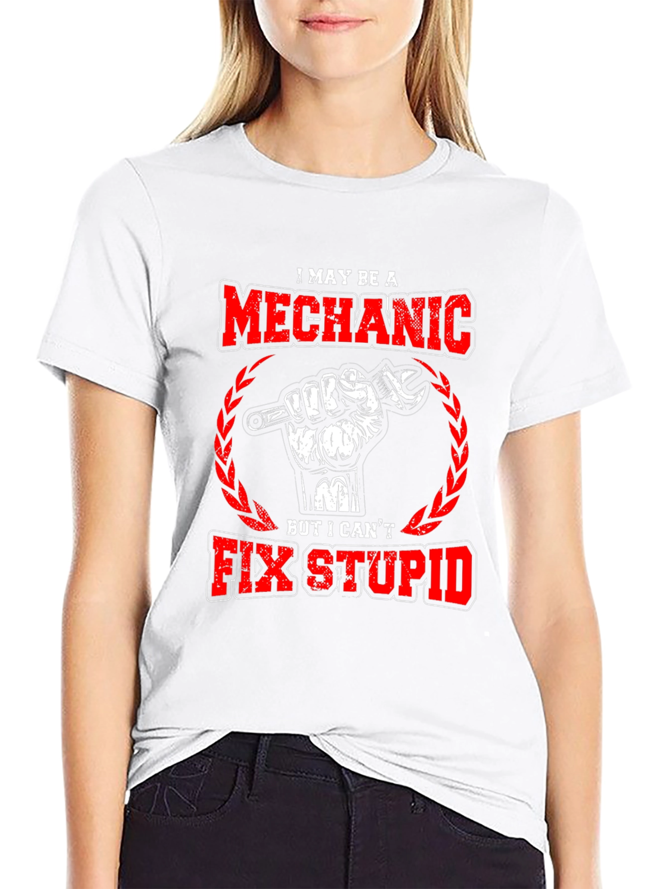 Mechanic T-Shirt - Cant Fix Stupid Funny Tee
