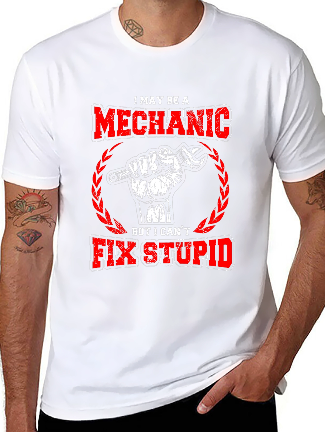 Mechanic T-Shirt - Cant Fix Stupid Funny Tee