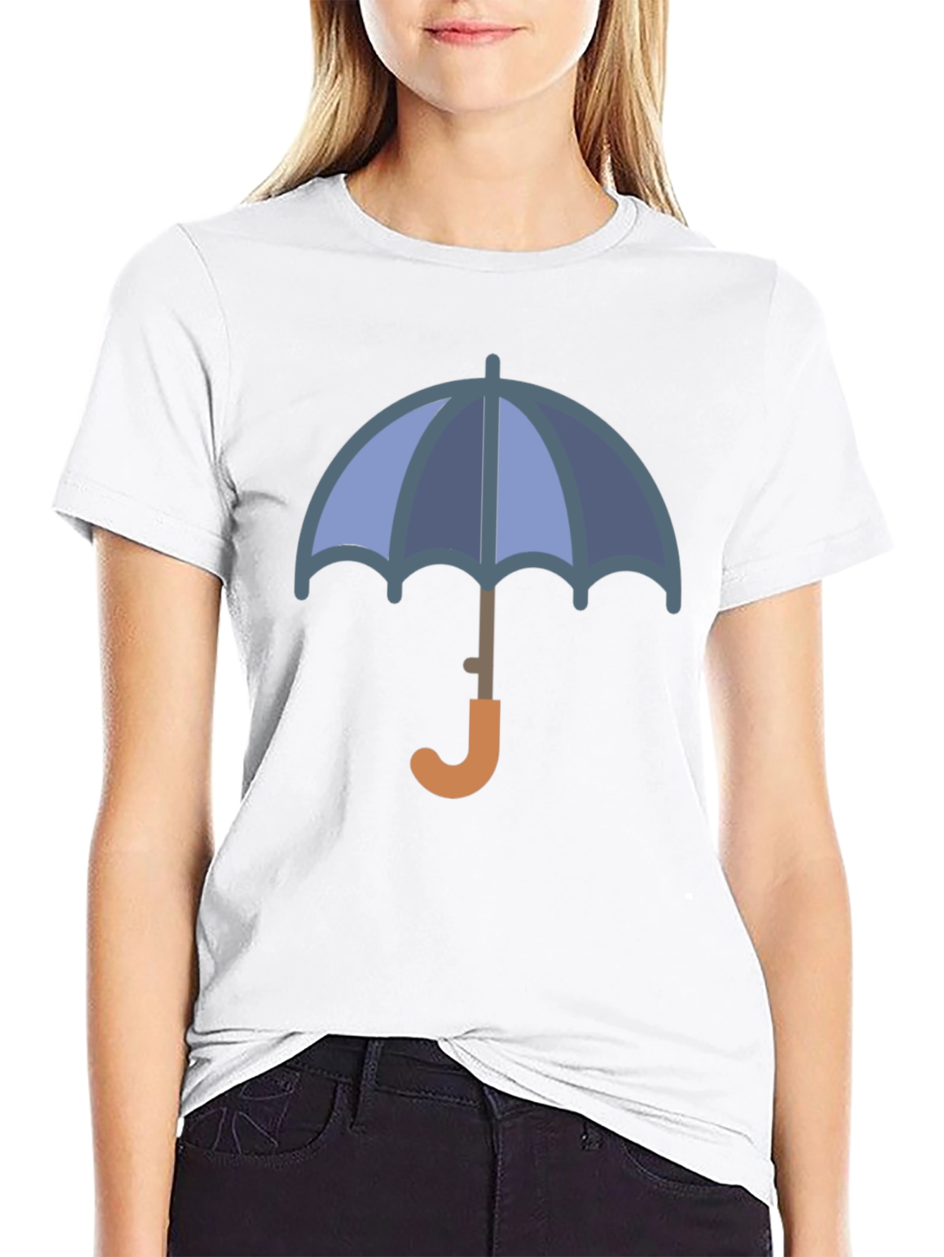 Stylish Umbrella Graphic Tee - Black Cotton Blend T-Shirt