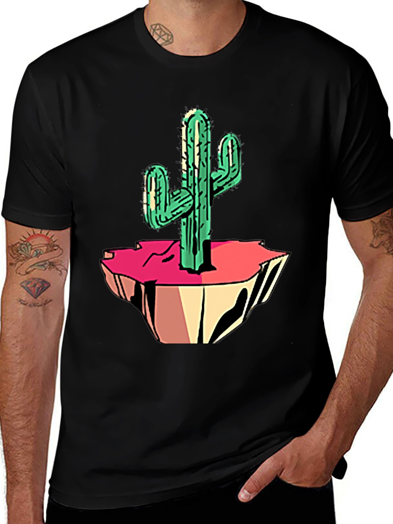 Cactus Graphic Tee - Black Cotton Blend