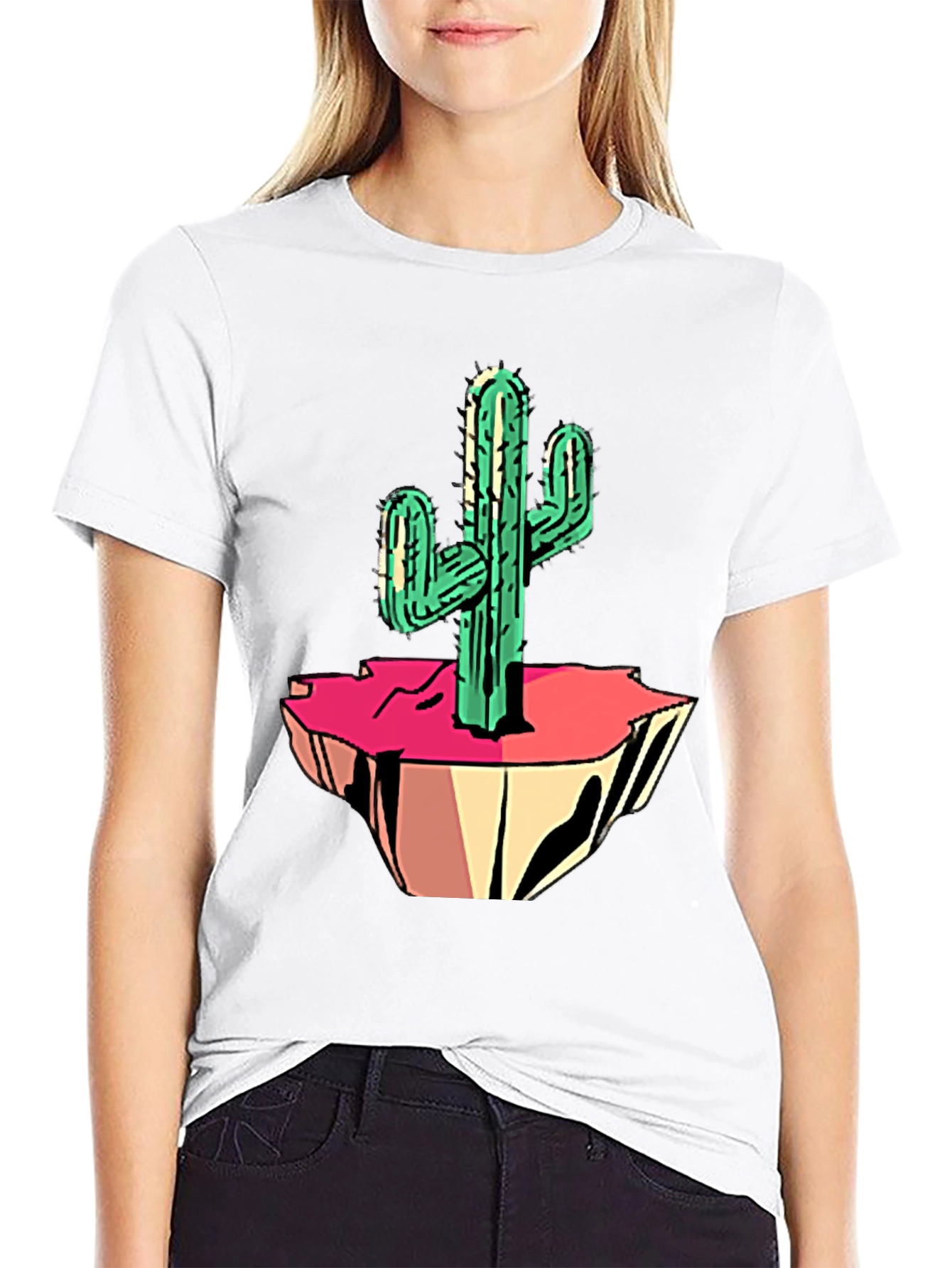 Cactus Graphic Tee - Black Cotton Blend