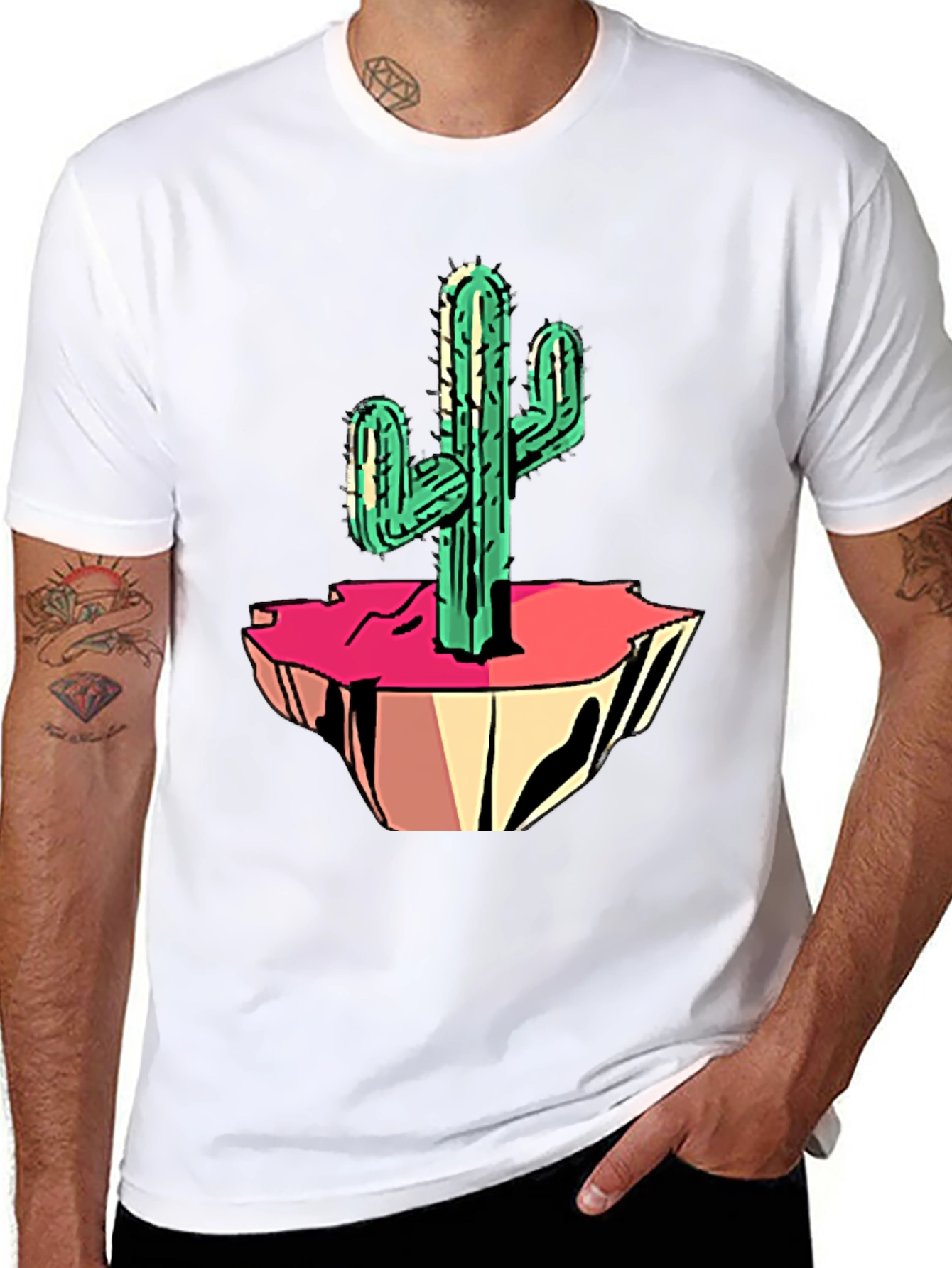 Cactus Graphic Tee - Black Cotton Blend