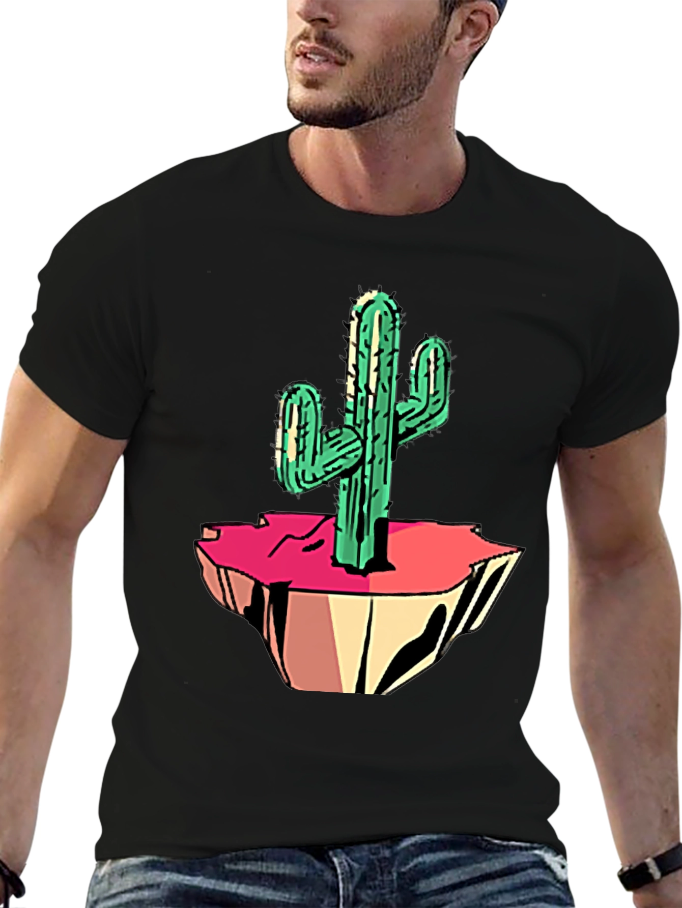 Cactus Graphic Tee - Black Cotton Blend