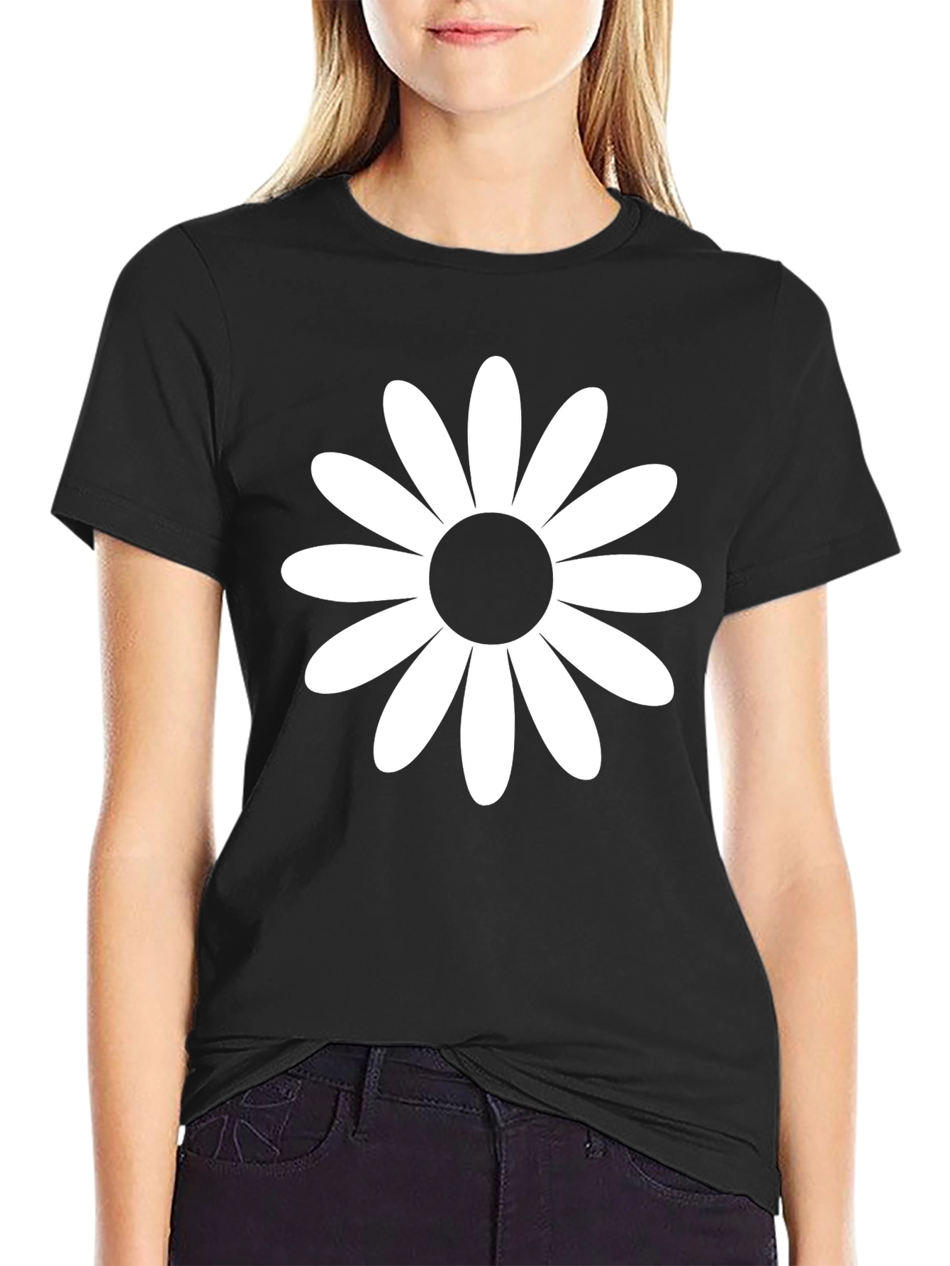 Daisy Graphic Tee - Casual Black T-Shirt