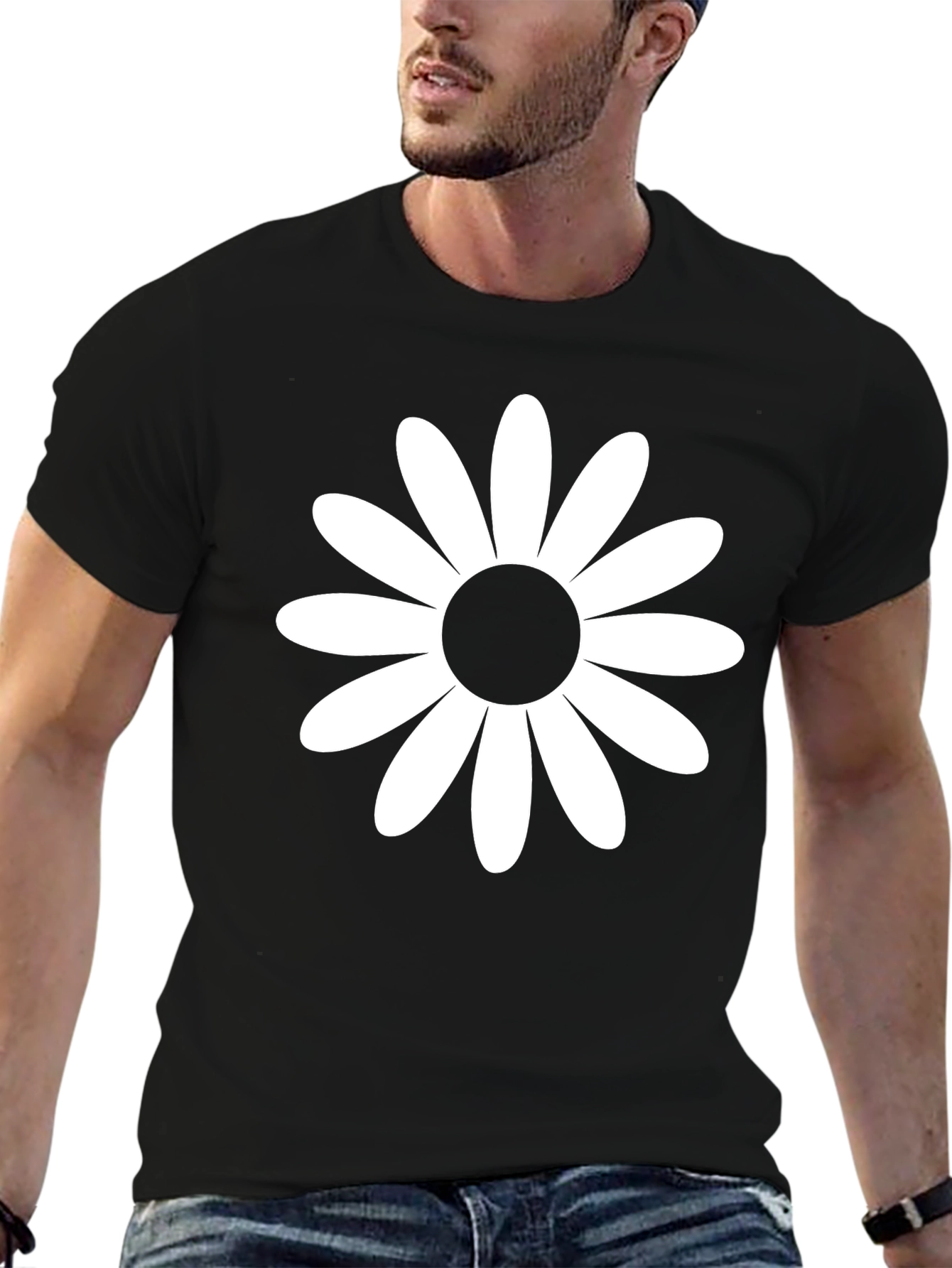 Daisy Graphic Tee - Casual Black T-Shirt