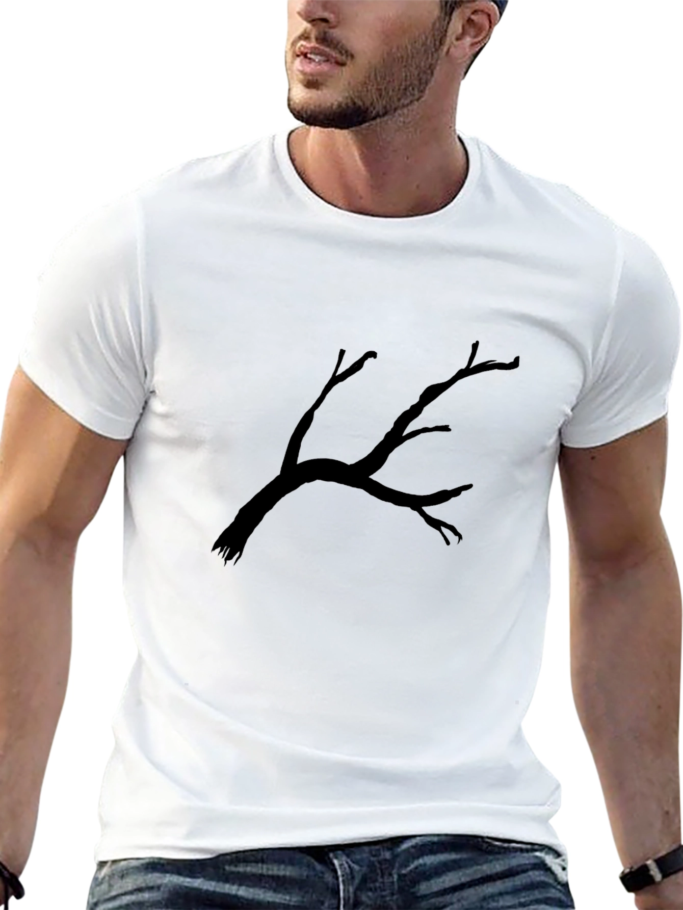 Black T-Shirt with Tree Branch Graphic