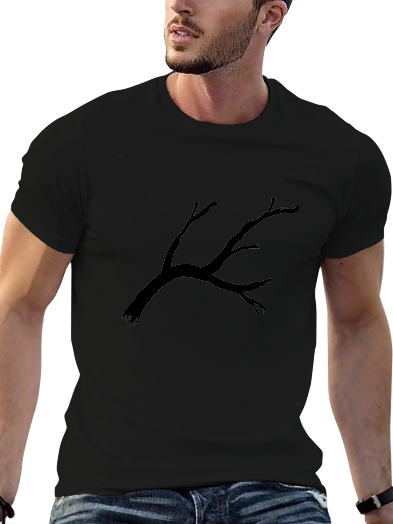 Black T-Shirt with Tree Branch Graphic