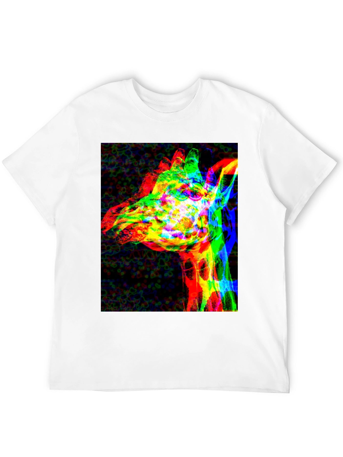 Vibrant Giraffe Graphic Tee - Stylish Black T-Shirt