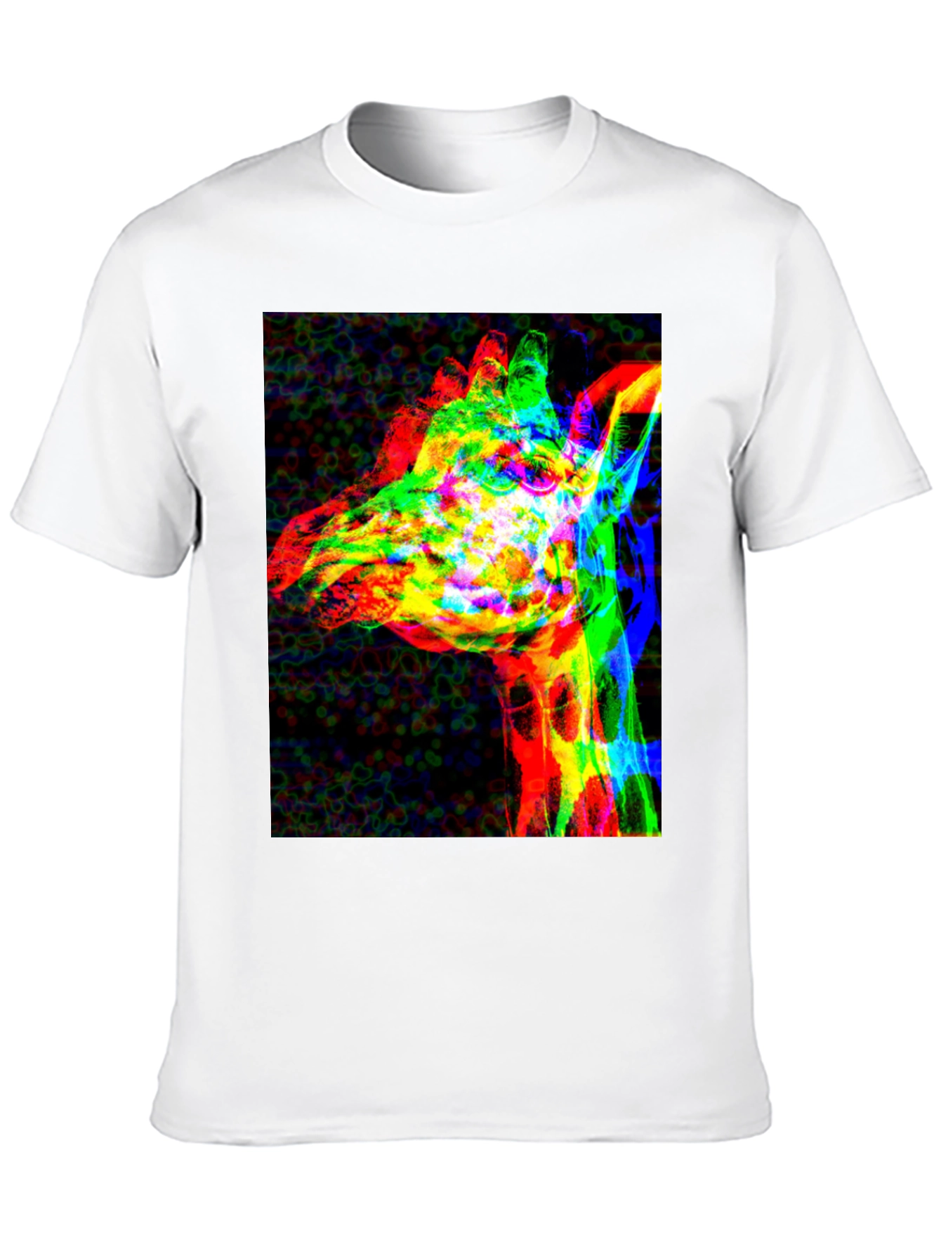 Vibrant Giraffe Graphic Tee - Stylish Black T-Shirt