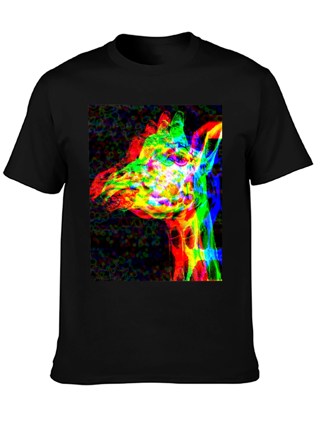 Vibrant Giraffe Graphic Tee - Stylish Black T-Shirt