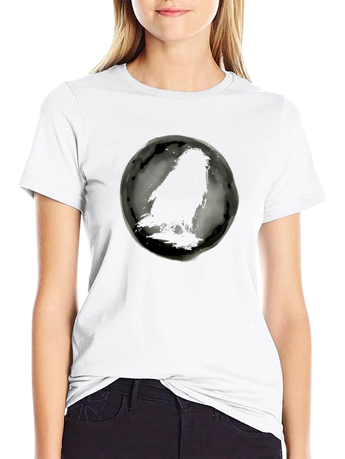 Raven Silhouette Graphic Black T-Shirt