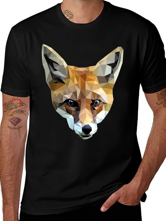 Geometric Fox Graphic Tee - Mens Black T-Shirt