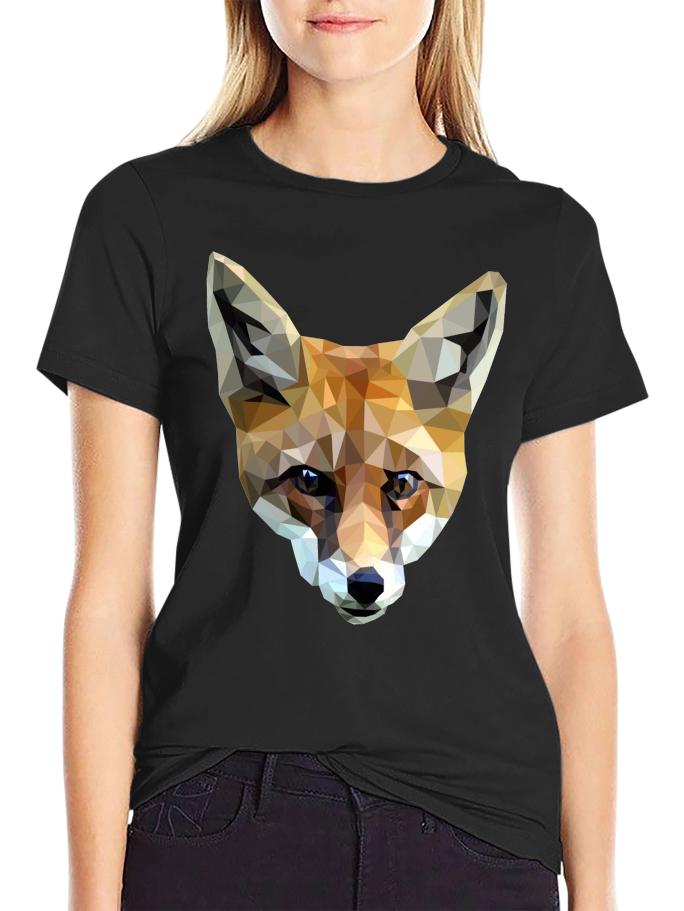 Geometric Fox Graphic Tee - Mens Black T-Shirt
