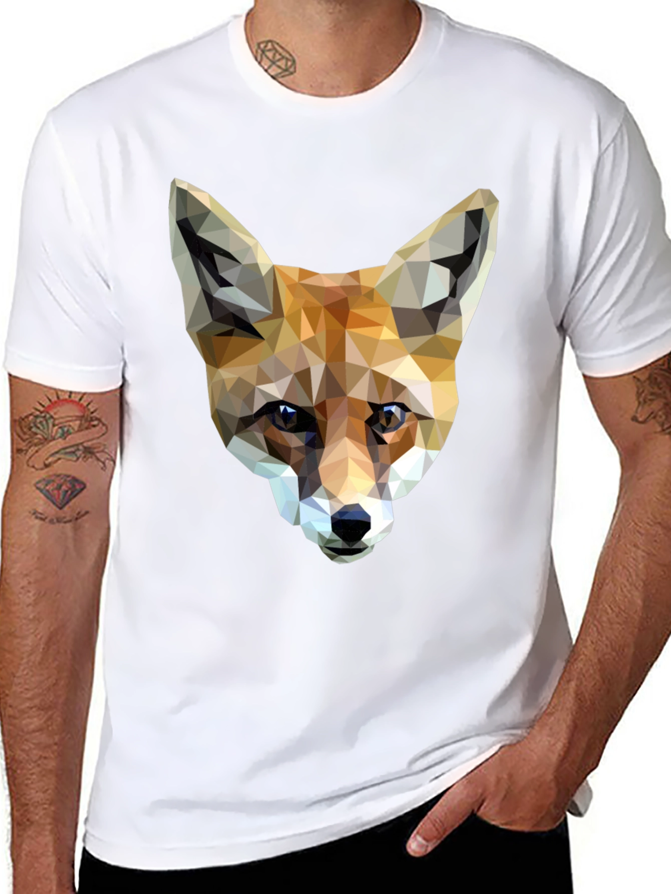 Geometric Fox Graphic Tee - Mens Black T-Shirt