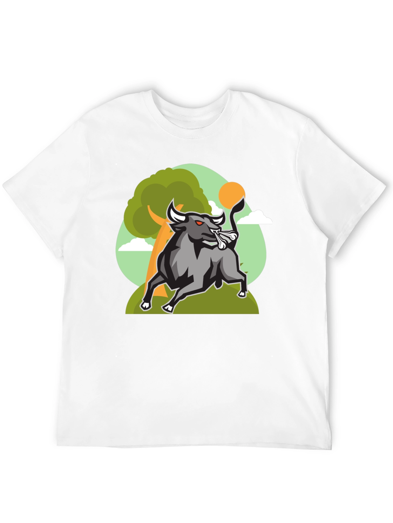 Bull Graphic Tee - Black Cotton Shirt