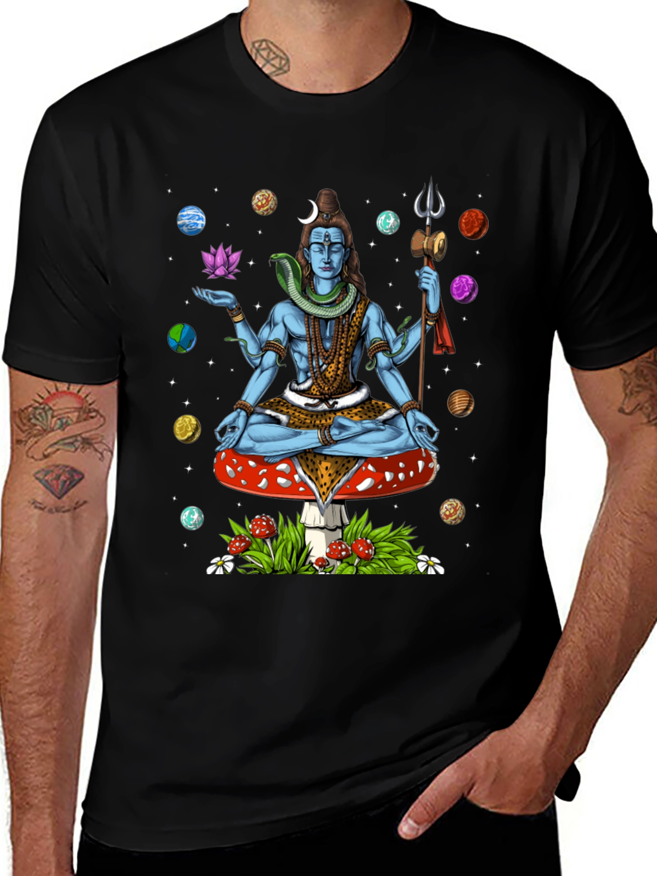 Shiva Mushroom Mens Graphic T-Shirt