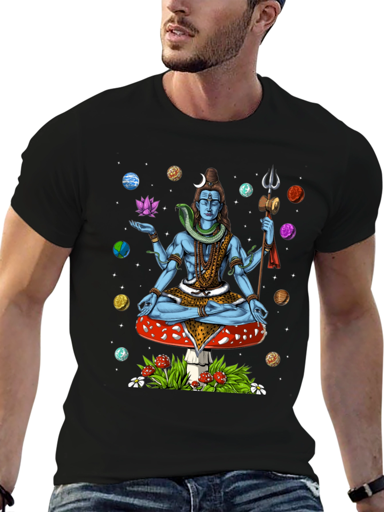 Shiva Mushroom Mens Graphic T-Shirt