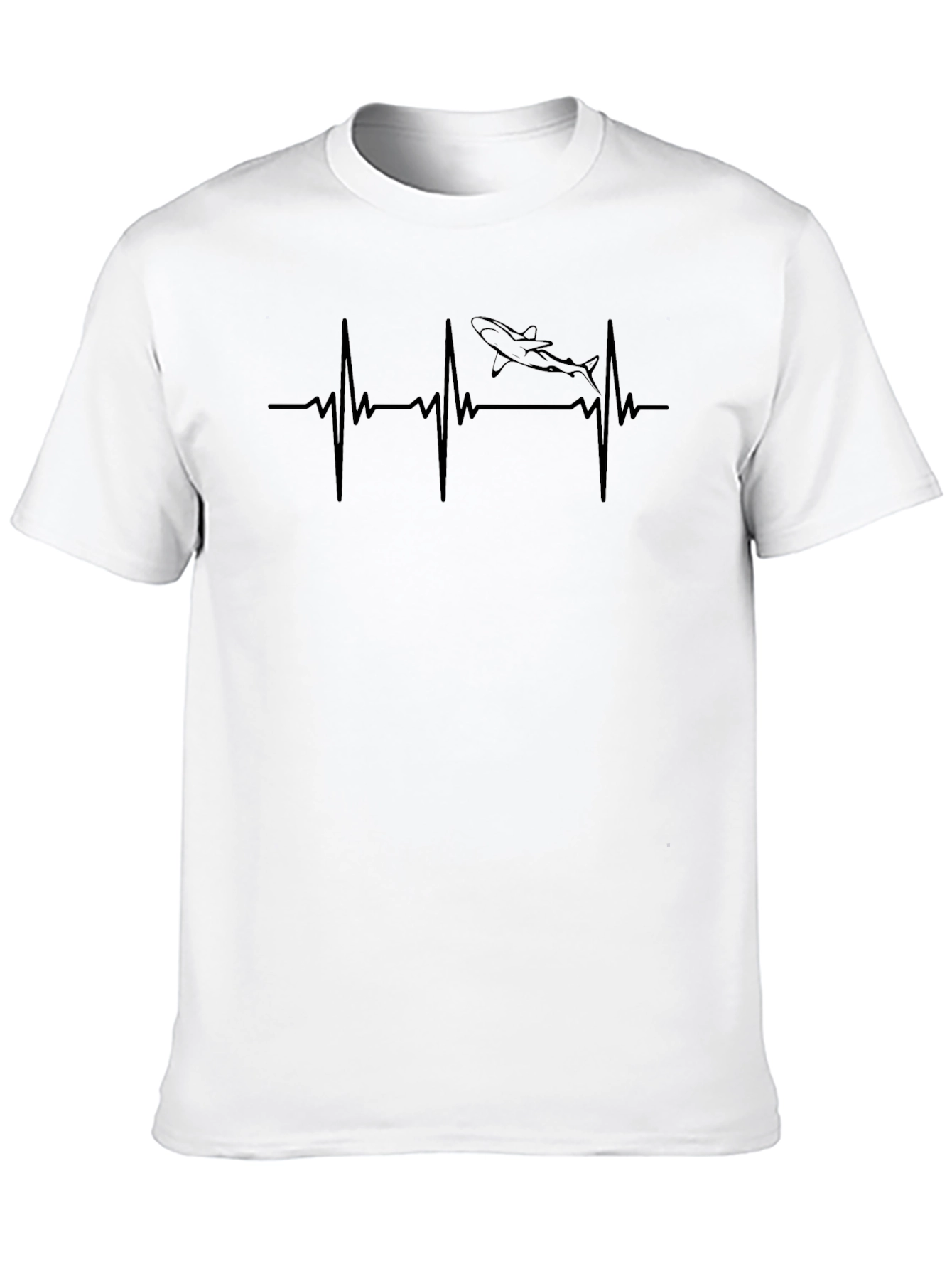 Shark Heartbeat T-Shirt - Black Cotton Tee