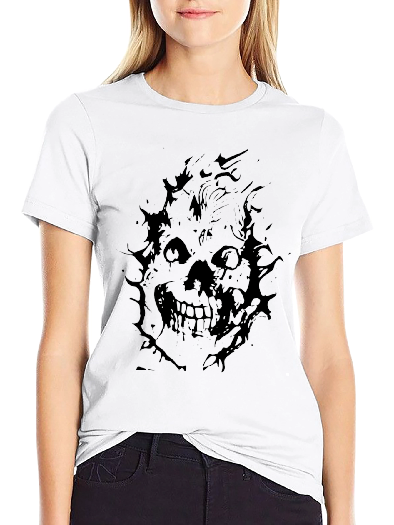 Mens Black Skull Graphic T-Shirt