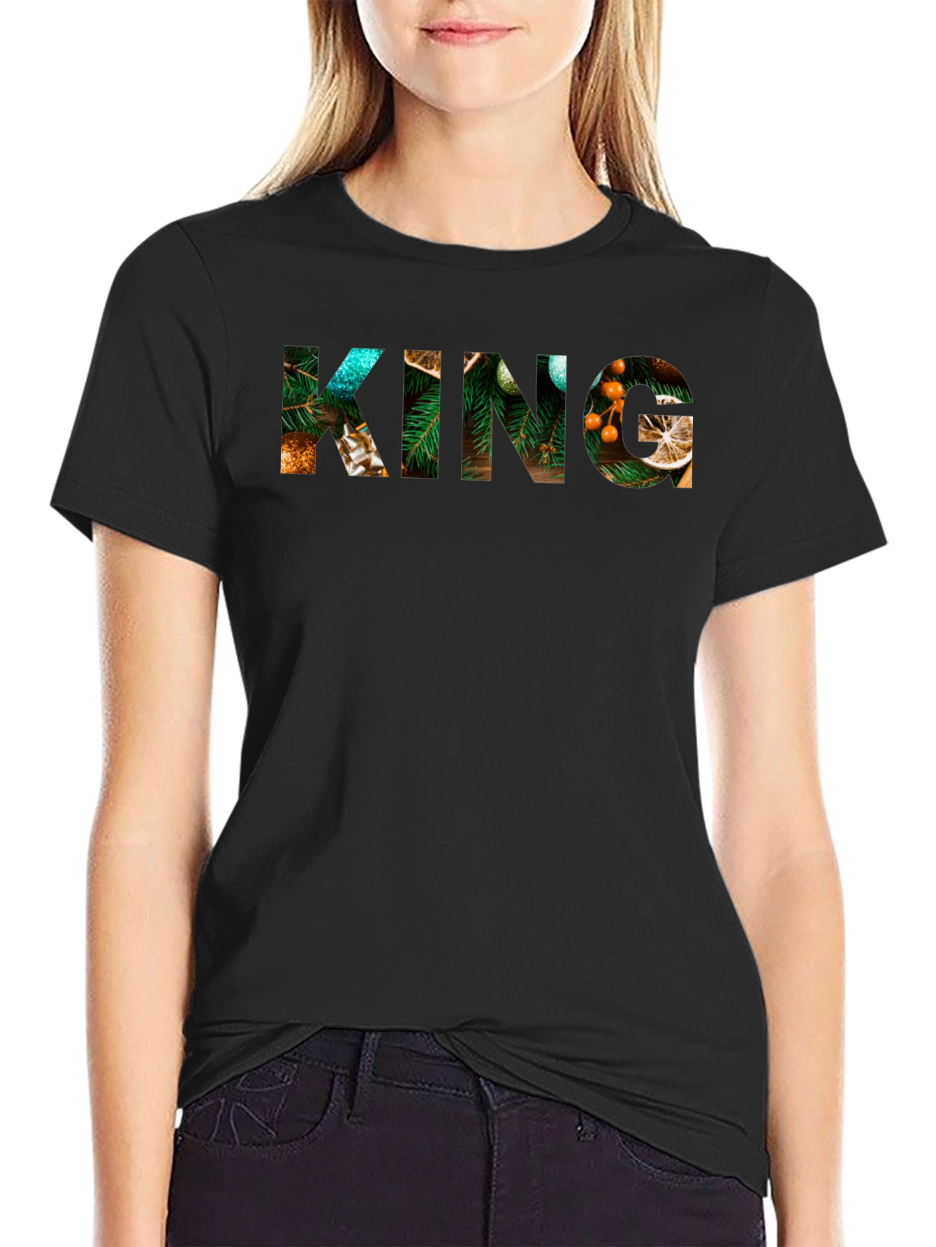 Festive KING Graphic Tee - Christmas Holiday Mens Shirt