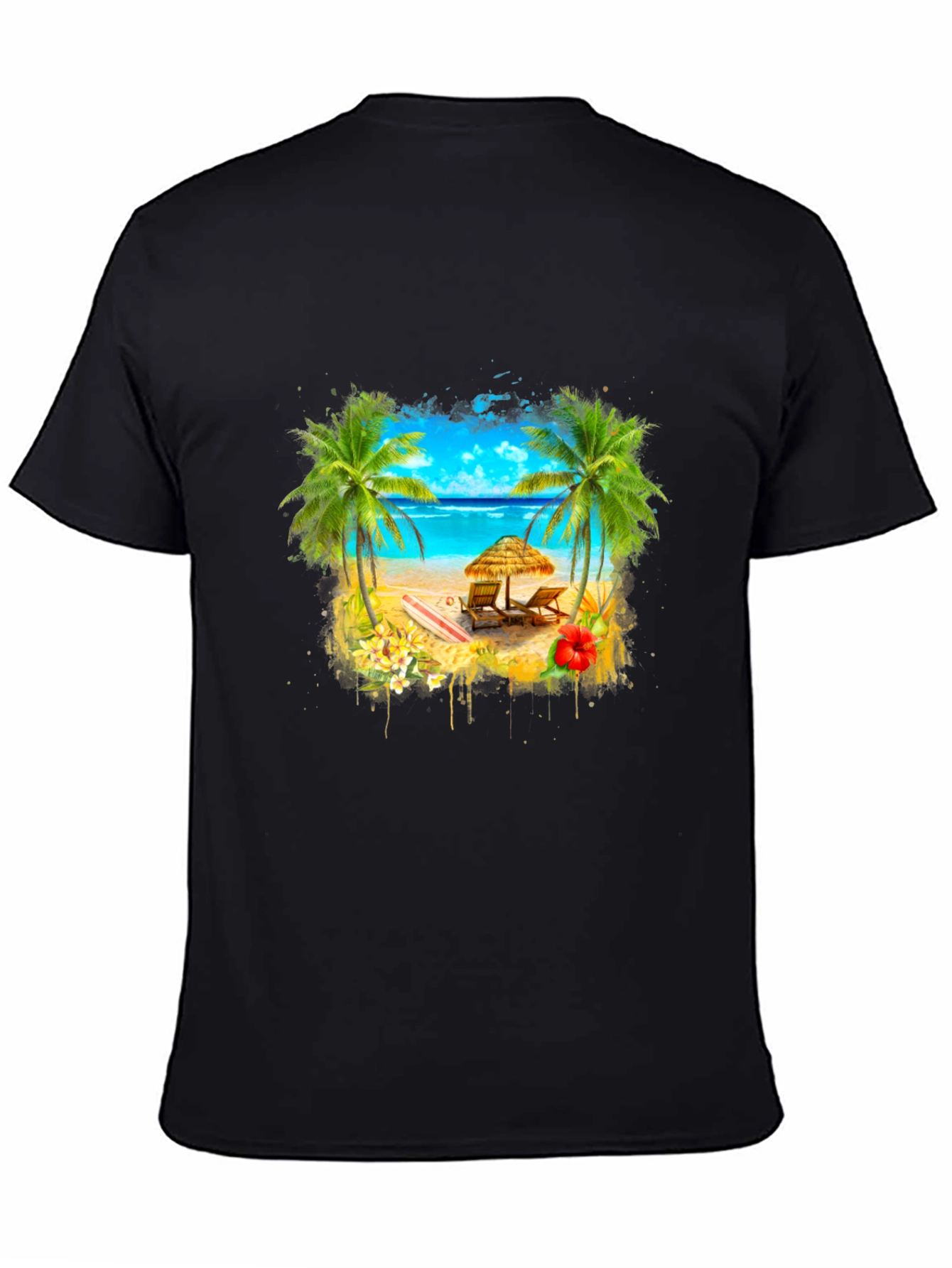Tropical Beach T-Shirt: Palm Trees & Ocean View