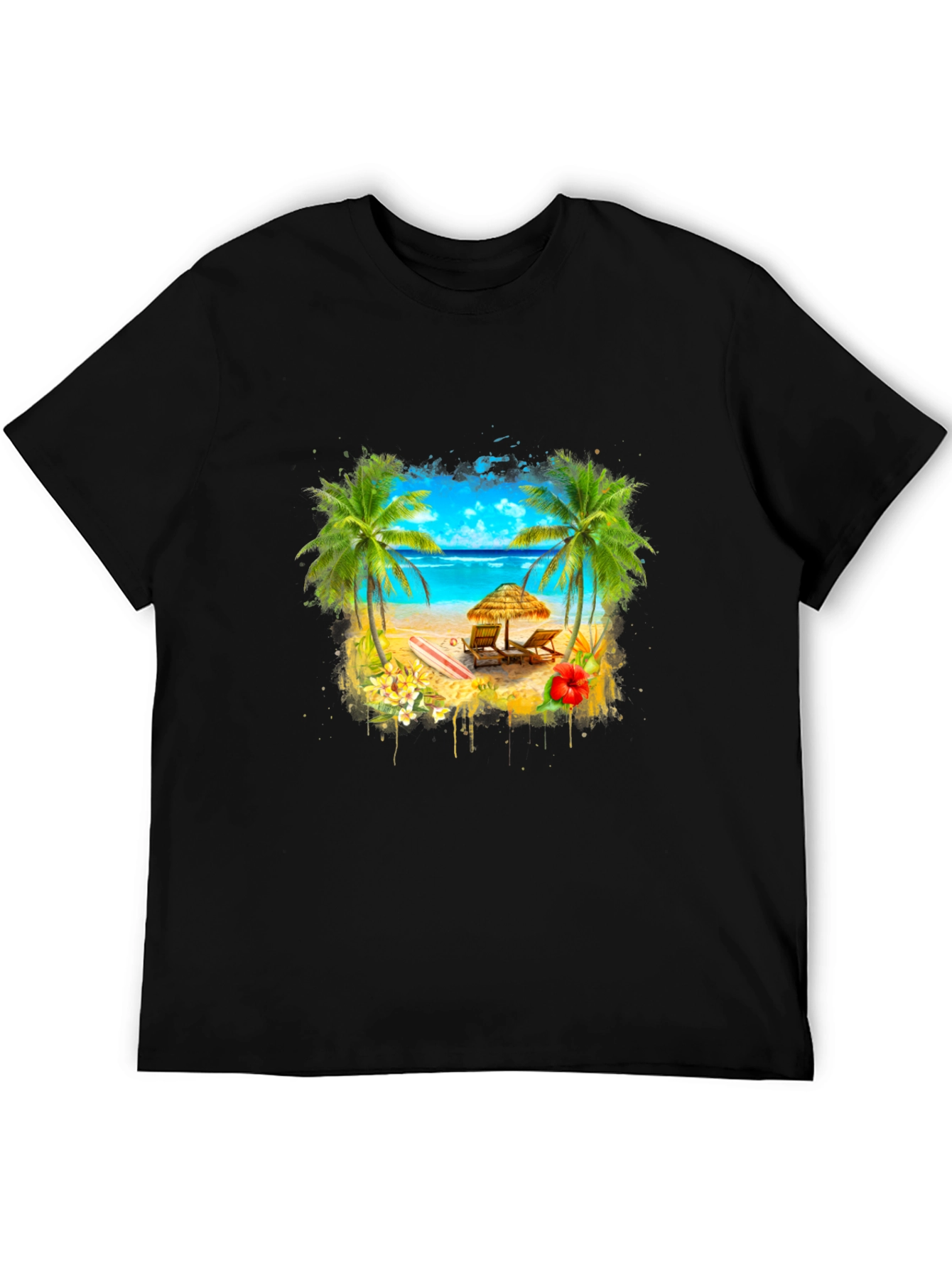 Tropical Beach T-Shirt: Palm Trees & Ocean View
