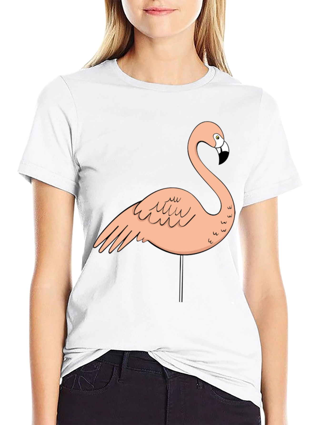 Funny Flamingo Graphic Tee - Black