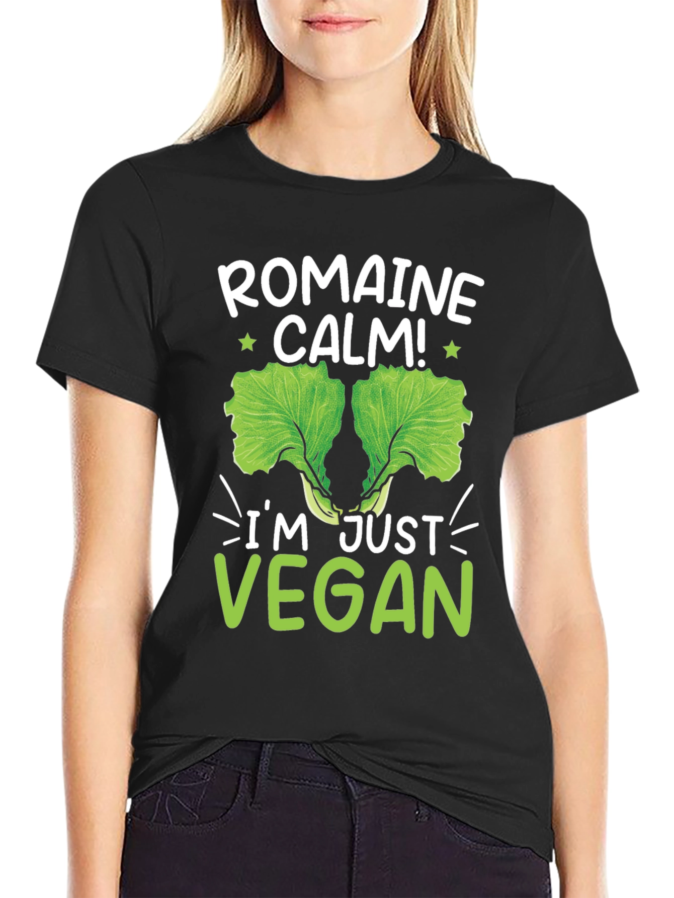 Romaine Calm Vegan T-Shirt Funny Lettuce Graphic Tee