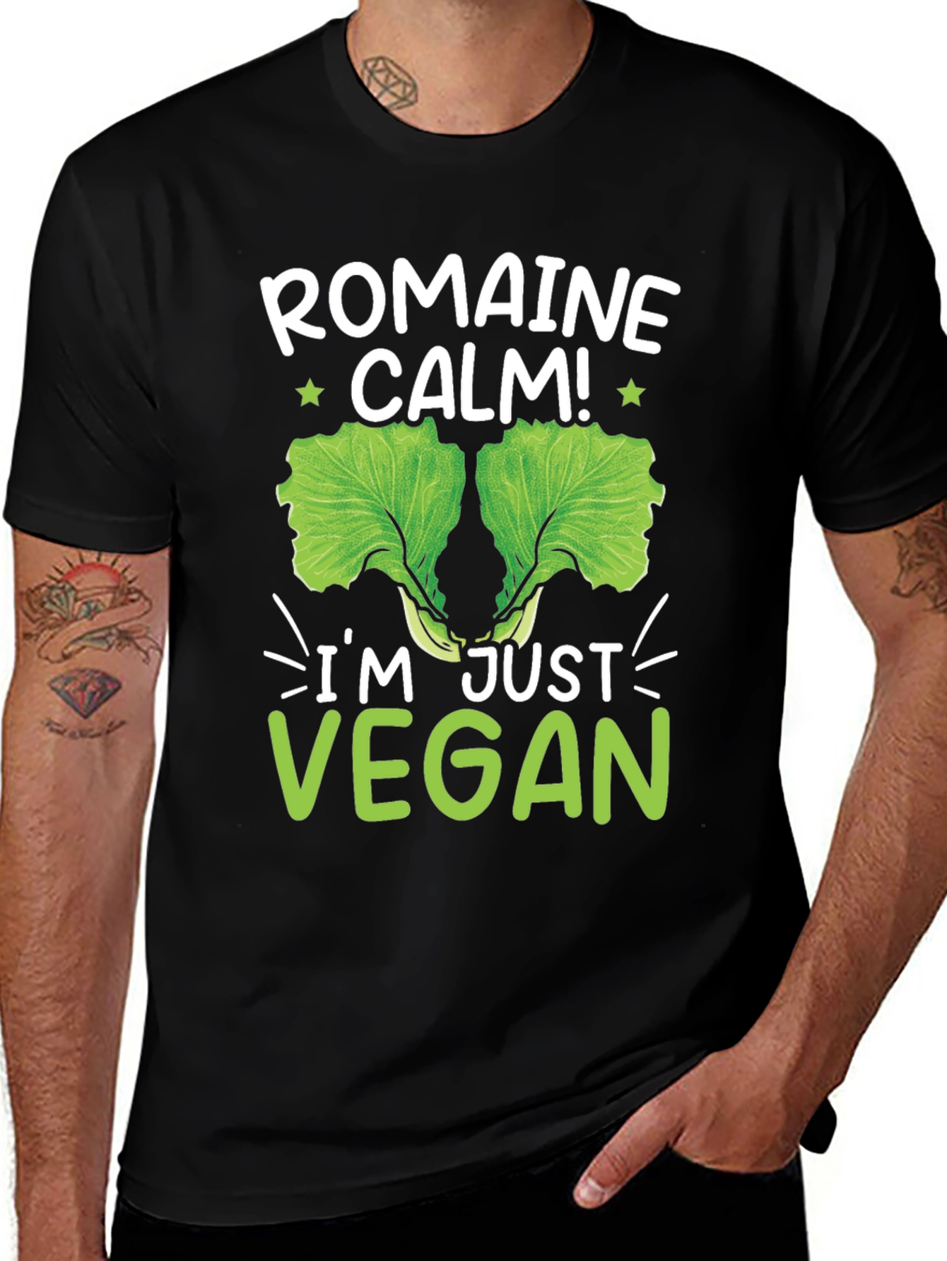Romaine Calm Vegan T-Shirt Funny Lettuce Graphic Tee