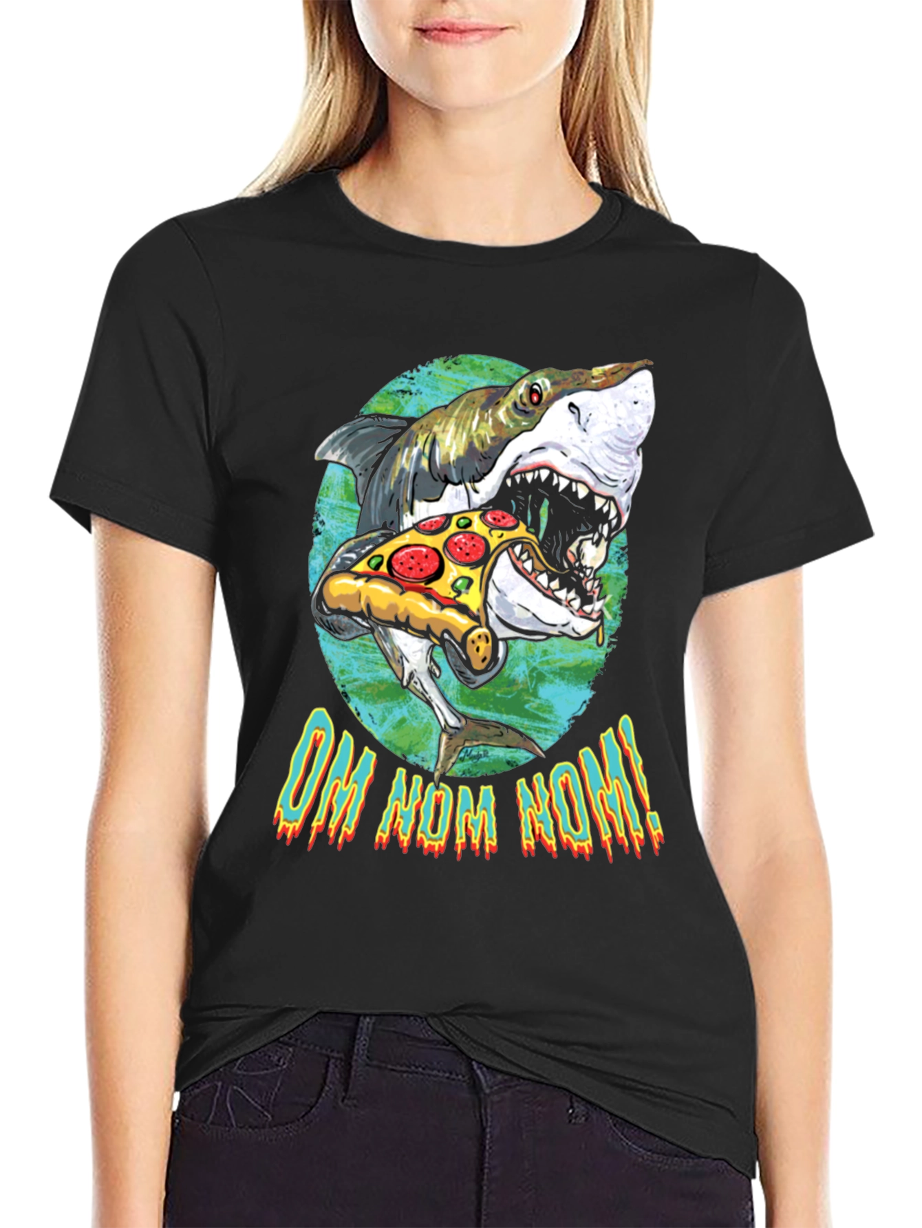 Shark Pizza T-Shirt - Om Nom Nom!