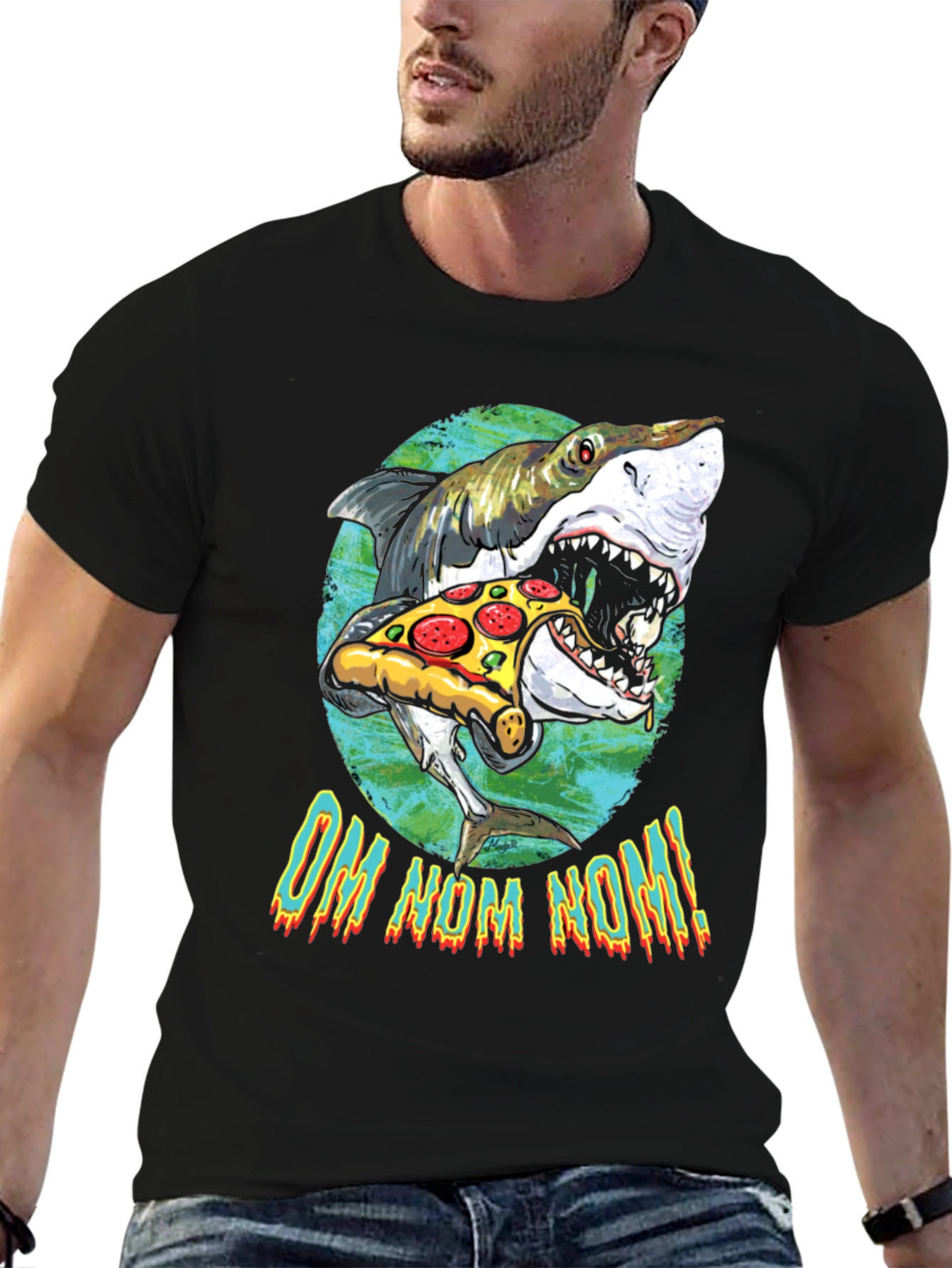 Shark Pizza T-Shirt - Om Nom Nom!