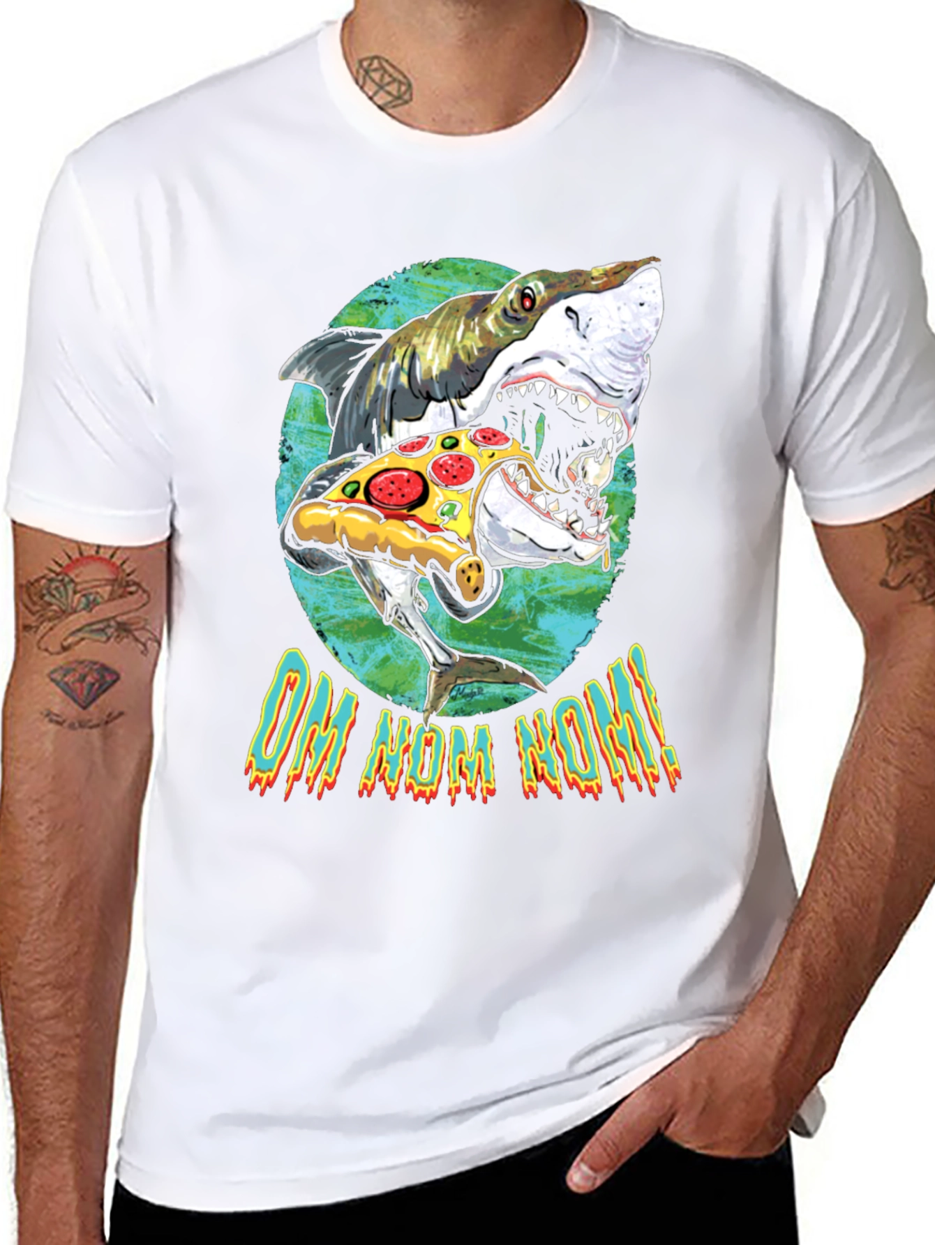 Shark Pizza T-Shirt - Om Nom Nom!