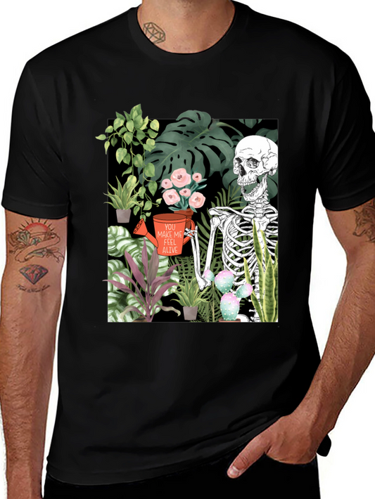 Skeleton Gardener Graphic Tee - Make Me Feel Alive Shirt