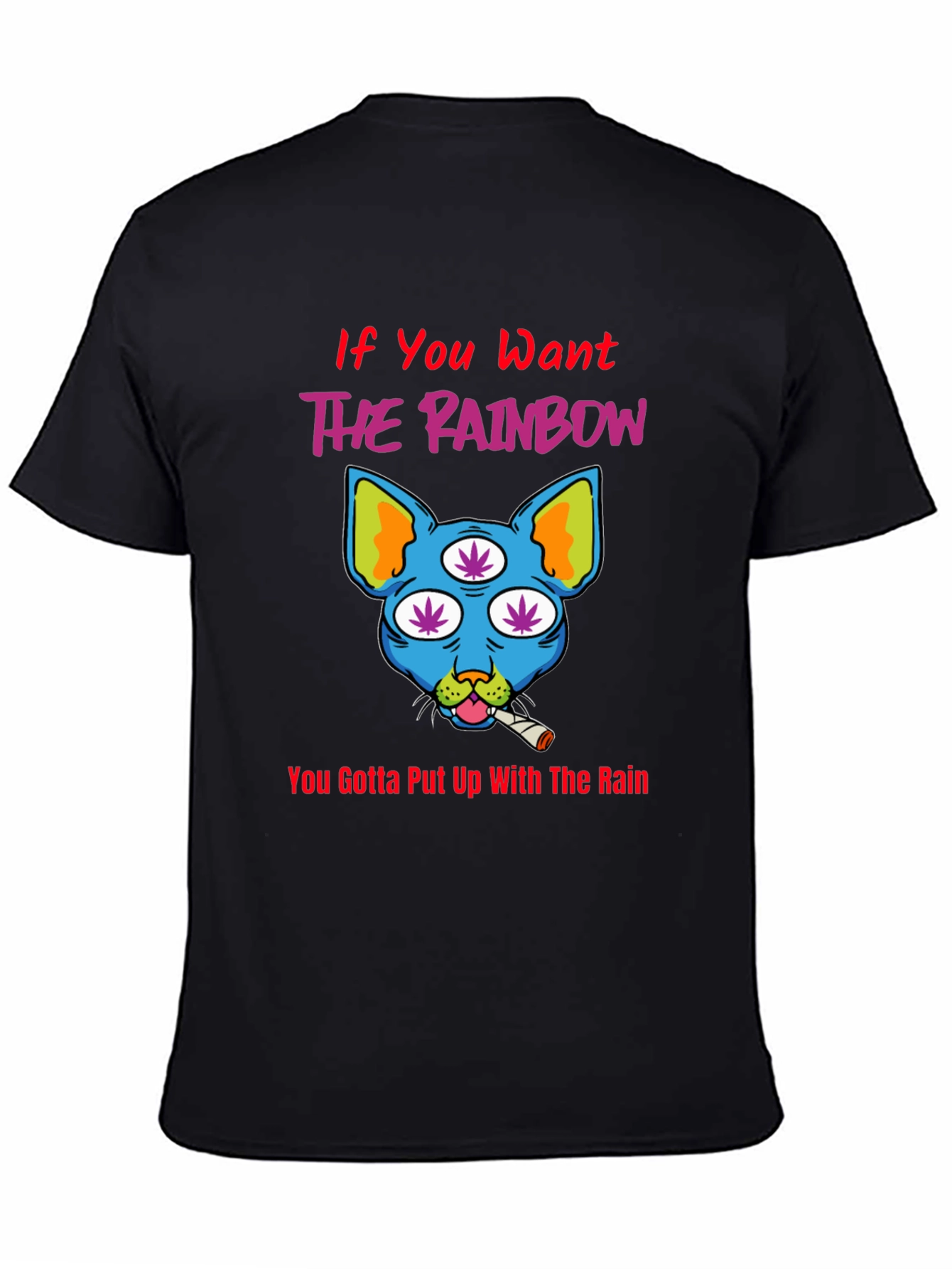 Rainbow Weed Cat Graphic T-Shirt