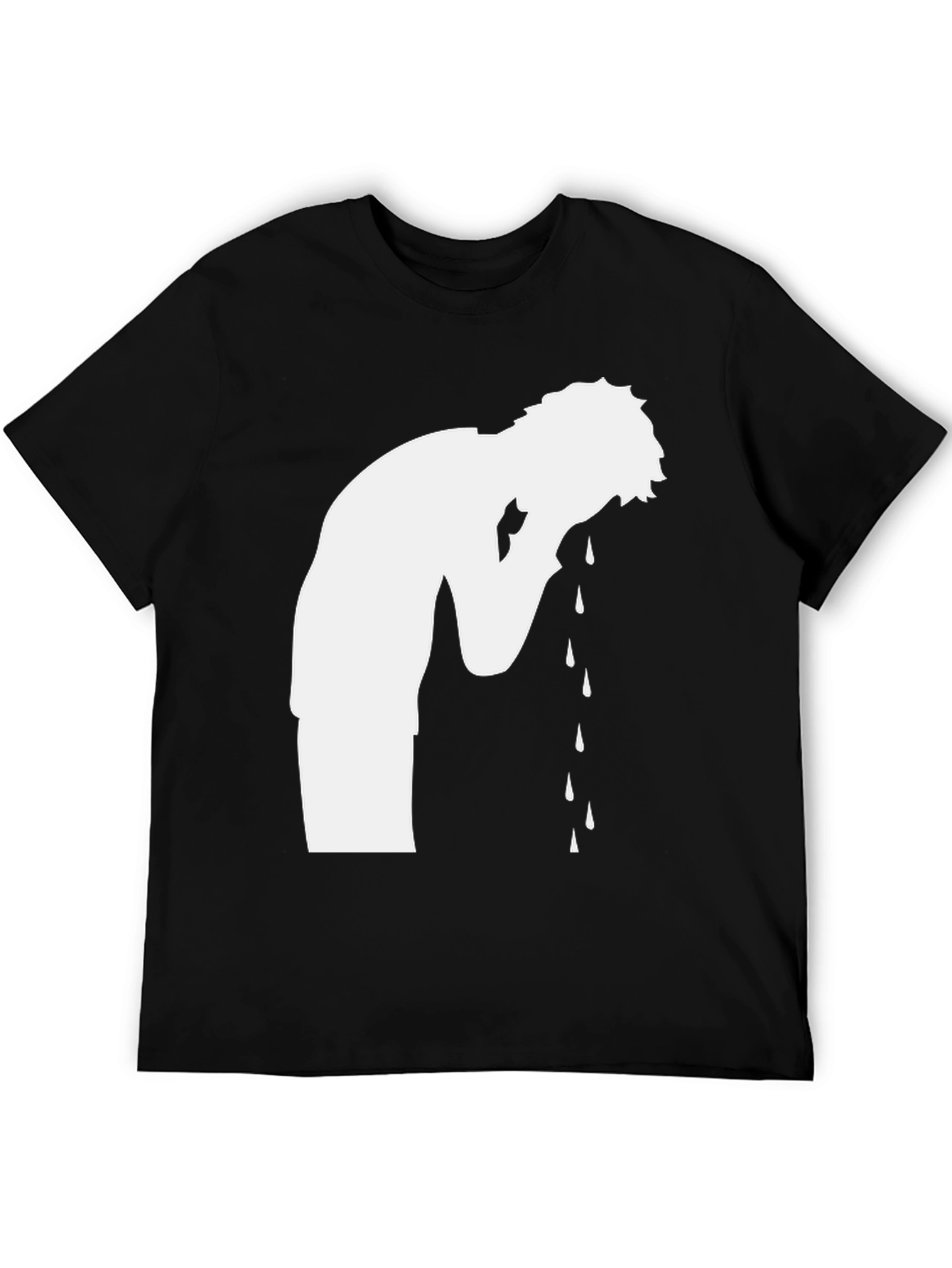 Crying Silhouette Graphic Tee - Black
